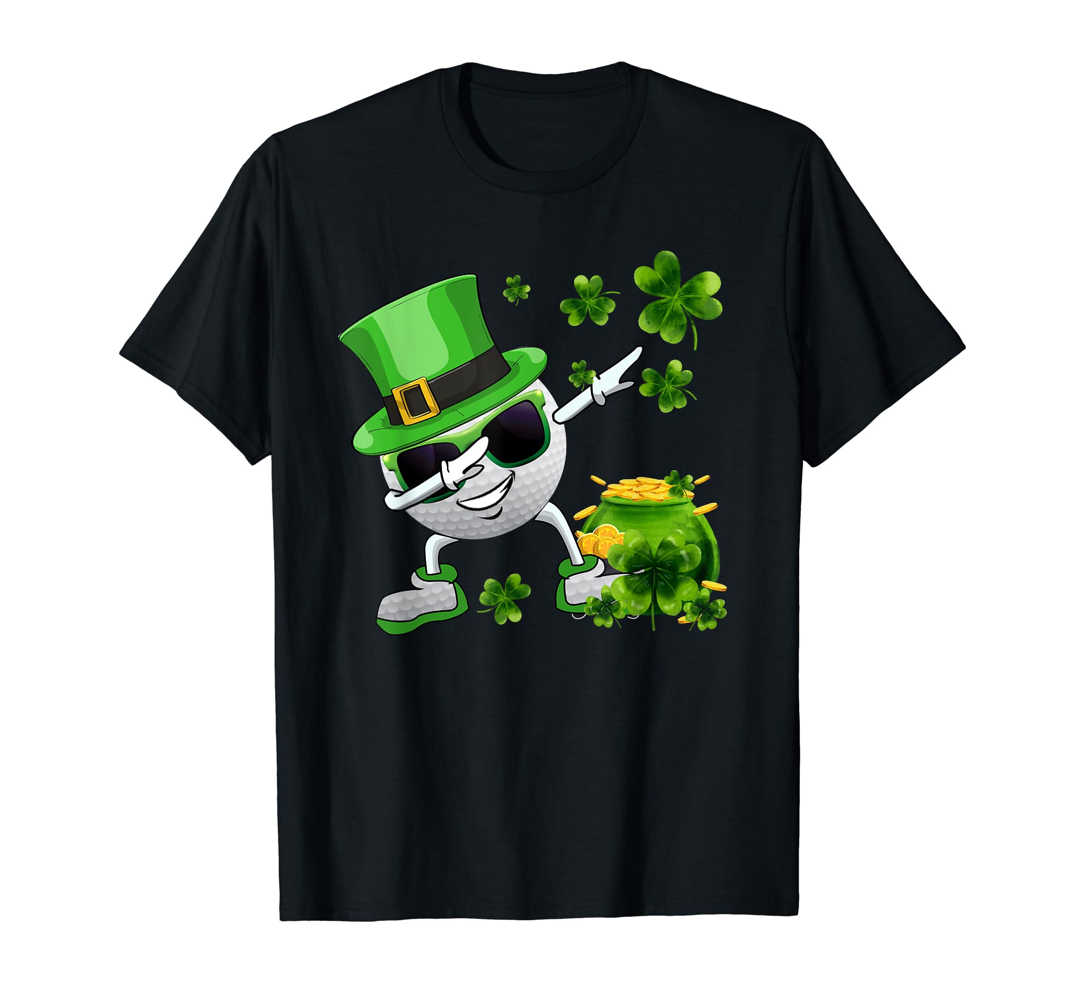 Funny Leprechaun Shamrock Dabbing Golf Ball St Patricks Day T-Shirt