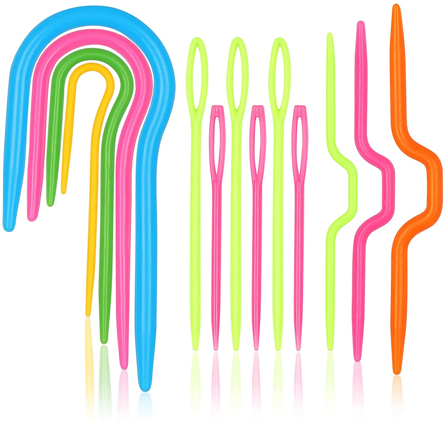 U-Shaped Cable Stitch Holders for Knitting Crocheting Sewing Project, Safe Plastic Needles U-Cable Stitch Holders Big-Eye Knitting Needles Hold&Keep Stitches Uniform