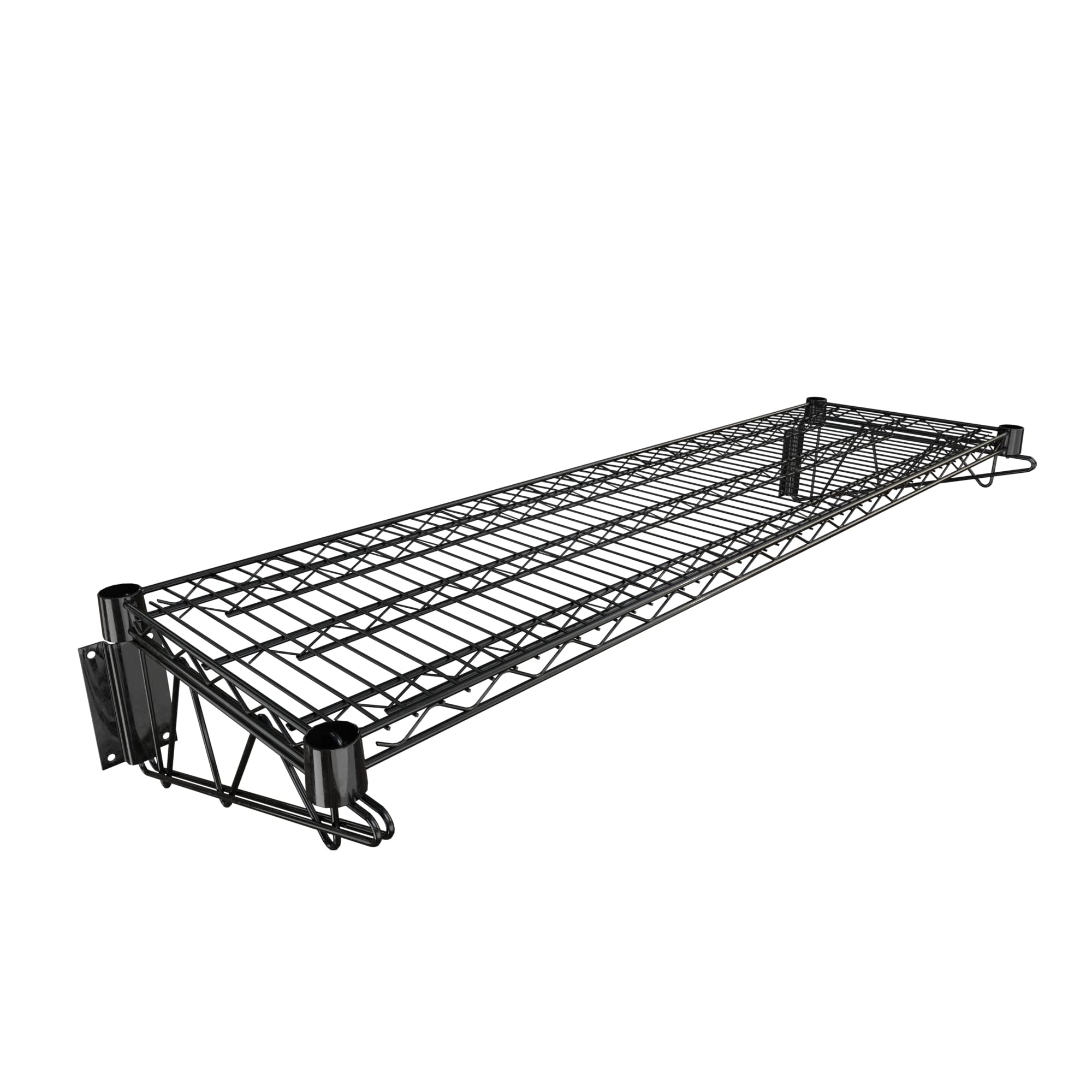 Krollen Industrial 14" x 48" Black Epoxy Wire Wall Mount Shelf