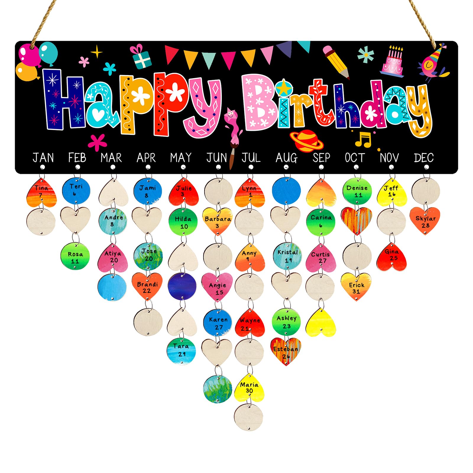 amazon-com-azoefamily-colorful-happy-birthday-reminders-board-wall-hanging-family-wooden-birthday-calendar-diy-birthday-plaque-with-100-tags-birthday-tracker-for-school-classroom-office-home-home-kitchen