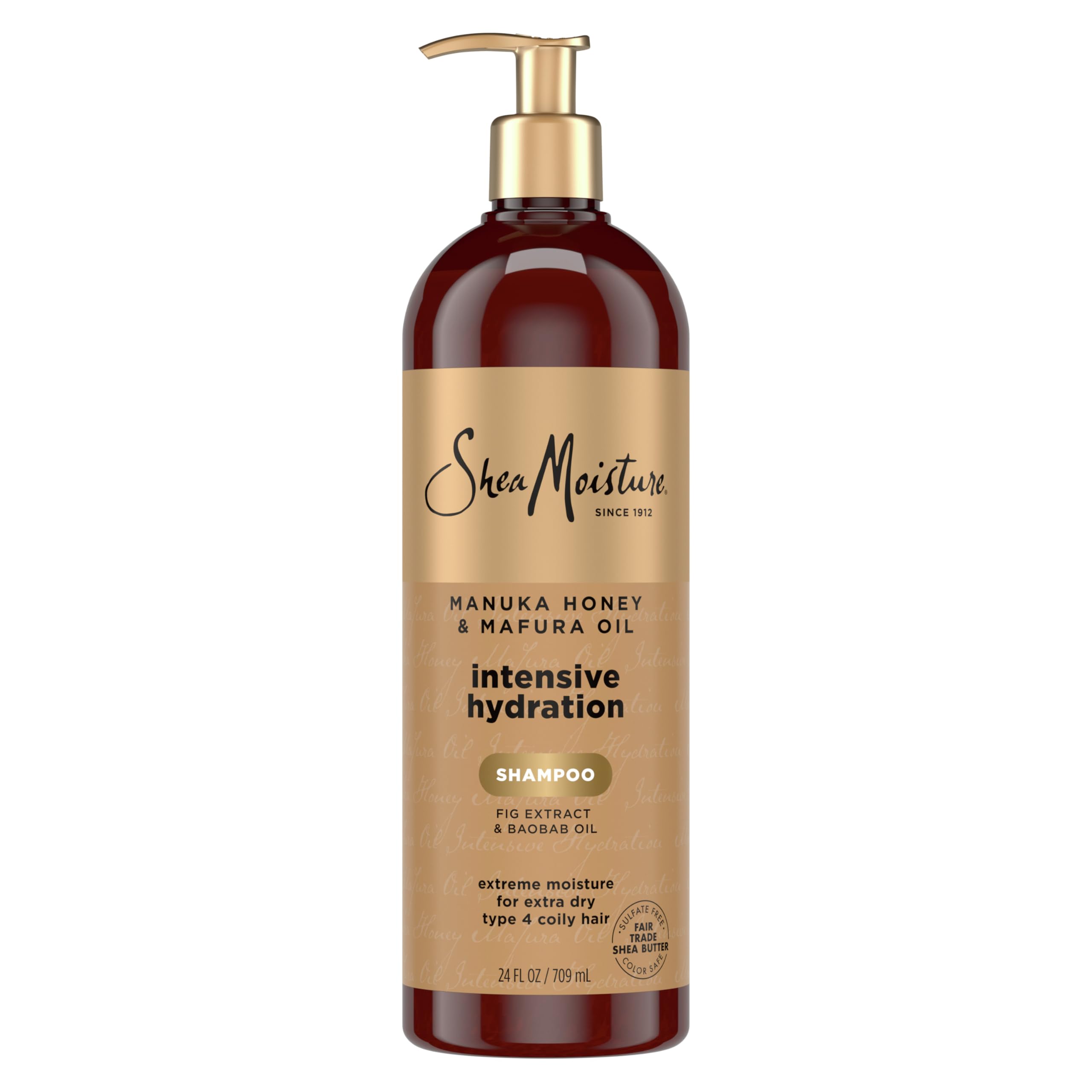 SheaMoisture Intensive Hydration Shampoo for Dry, Damaged Hair Manuka Honey and Mafura Oil Sulfate-Free 710 ml (Pack of 1)