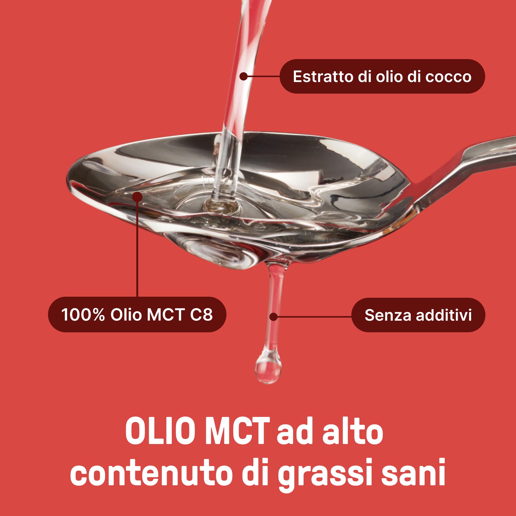 BRAINEFFECT Olio MCT 100% C8 - Qualità tedesca - Olio C8 puro (senza C10) da estratto di cocco di alta qualità - 1000 ml - Bottiglia metallica protettiva