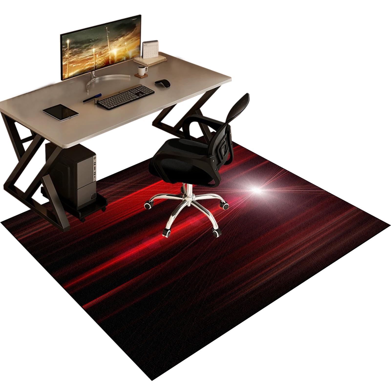 Gaming Chair Mat for Carpet, Floor Protector for Office Chair, Anti-Slip Desk Chair Mat, Office Chair Mat for Hardwood Floor, 100 x 140 cm Washable Computer Rolling Chair Mat for Home and Office