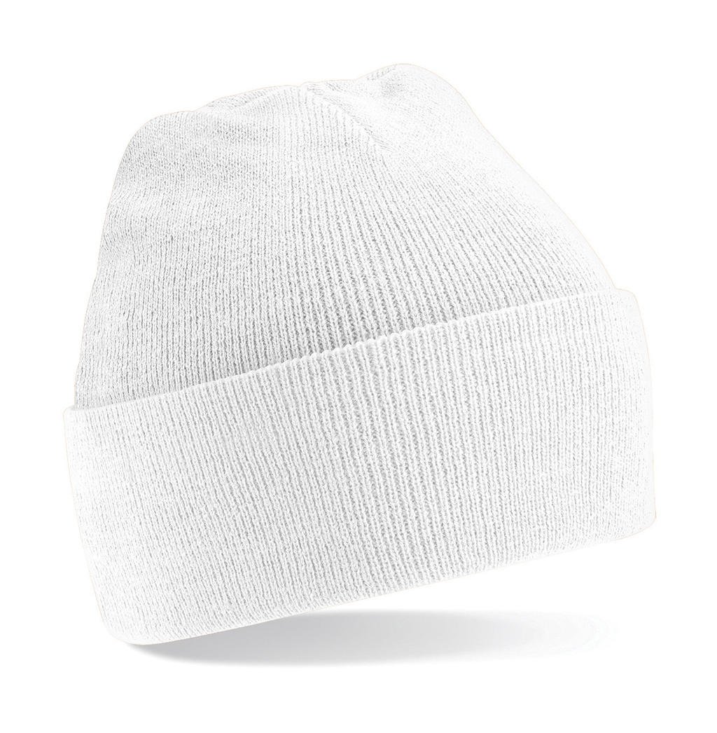 Beechfield Unisex Turn-up Beanie, White Baseball Cap, White, One Size