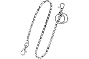 Genuine Silver Nickel Plated Wallet Chain with Lobster Clasp Trigger Snap