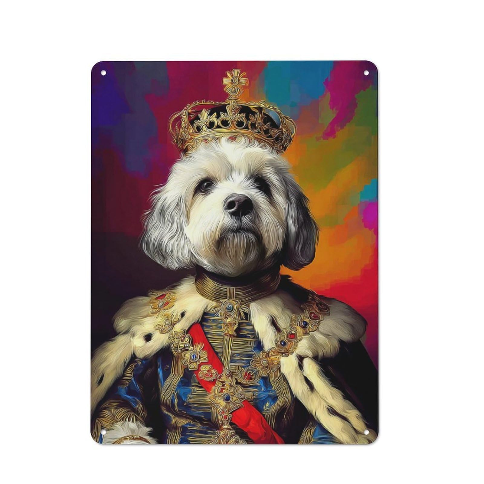 Junmoney Royal Canine Majesty Portrait Tin Wall Plaque 40X30cm With For Hallway Wall, With Clear Retro Wall Decor Character