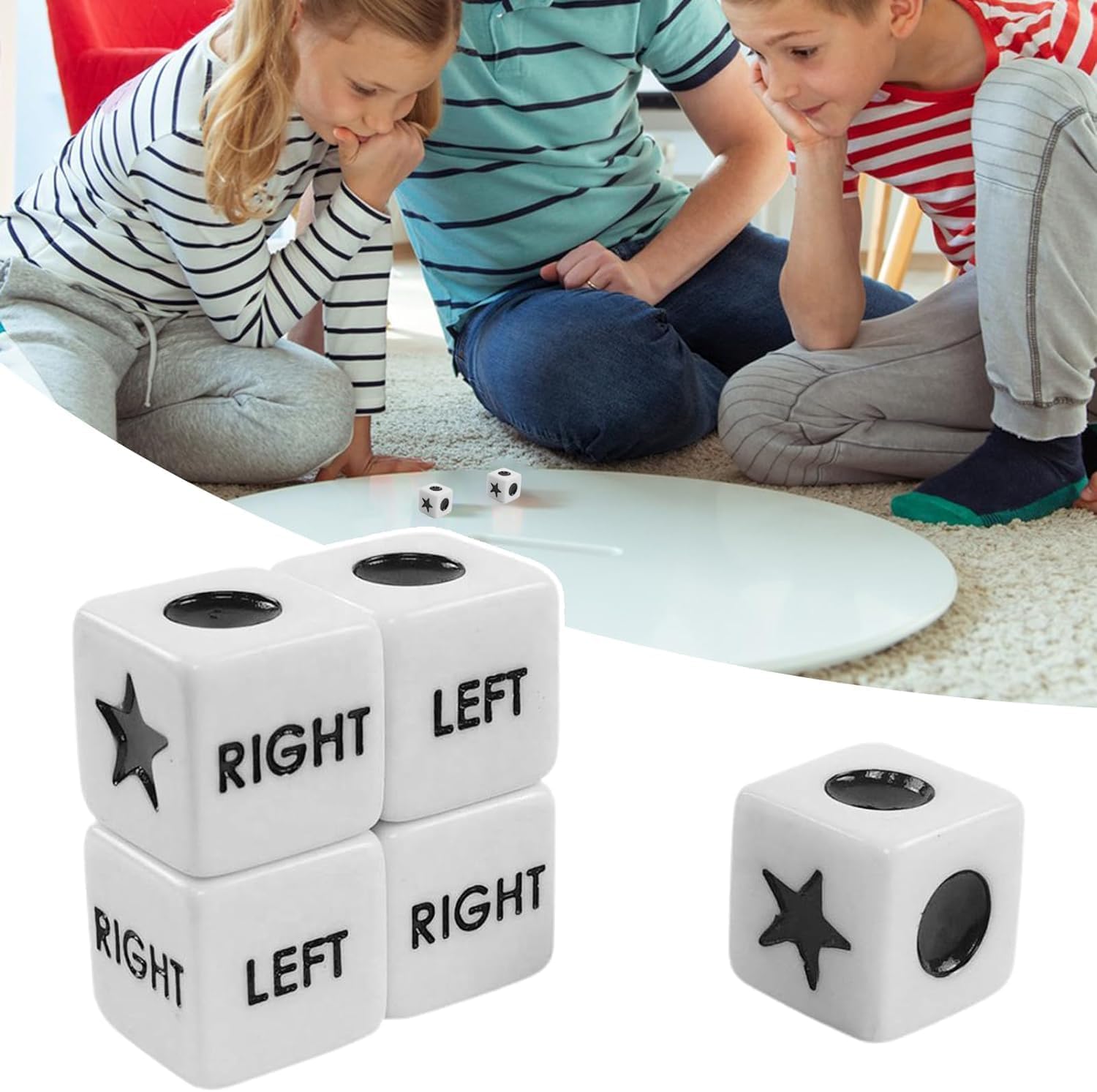 5Pcs Left Right Center Dice Six Sided 16mm Standard Size Acrylic Dice Easy to Grip Game Dice Games Standard Game Dice Dice Games - Image 3