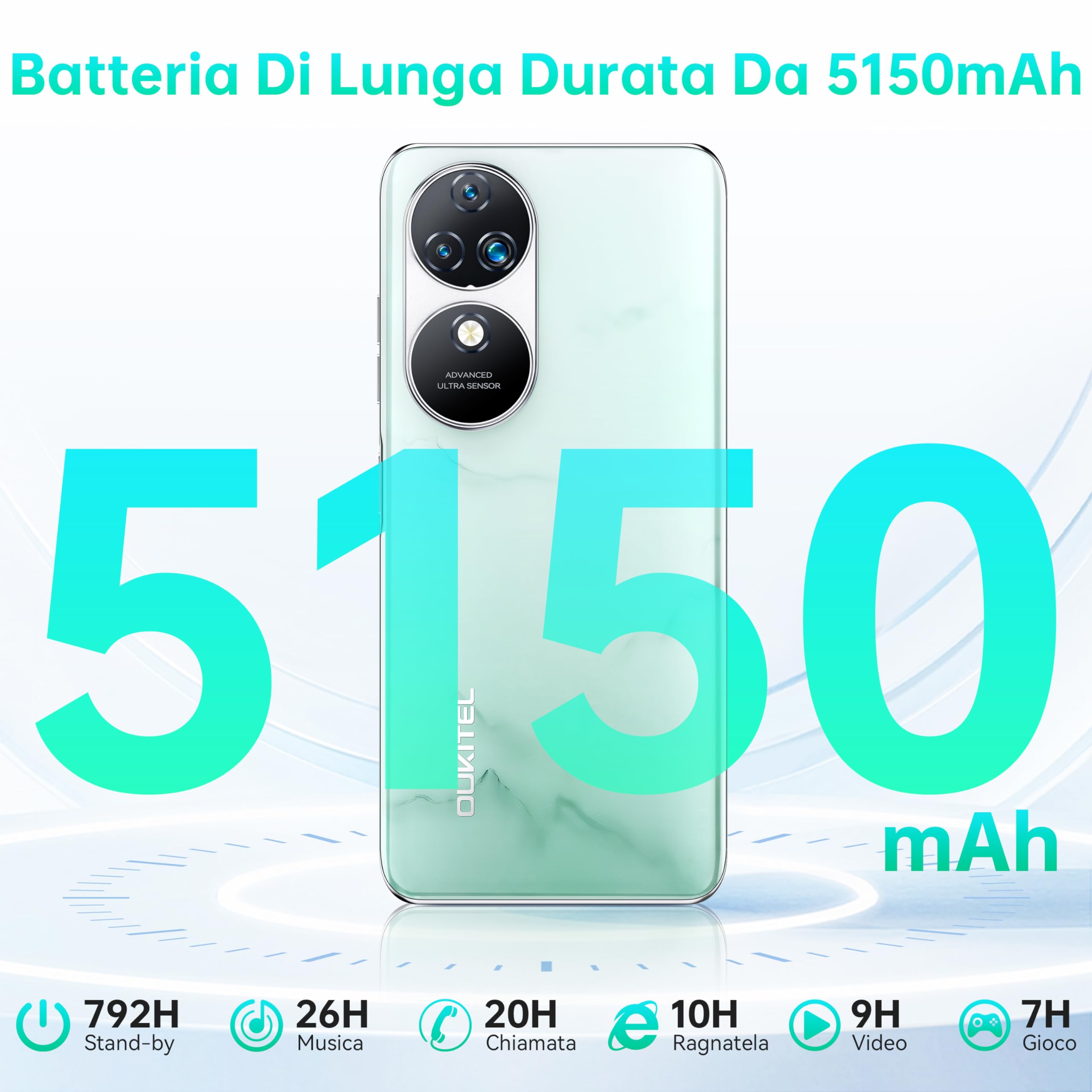 OUKITEL C38 Smartphone - 24GBRAM + 256GB ROM/1TB-TF, 6.6" FHD+ Octa-Core Android 13 Telefono, 5150mAh Batteria 48MP+32MP Smartphone Offerta, 4G Dual SIM Telefono, Fingerprint/OTG/GPS