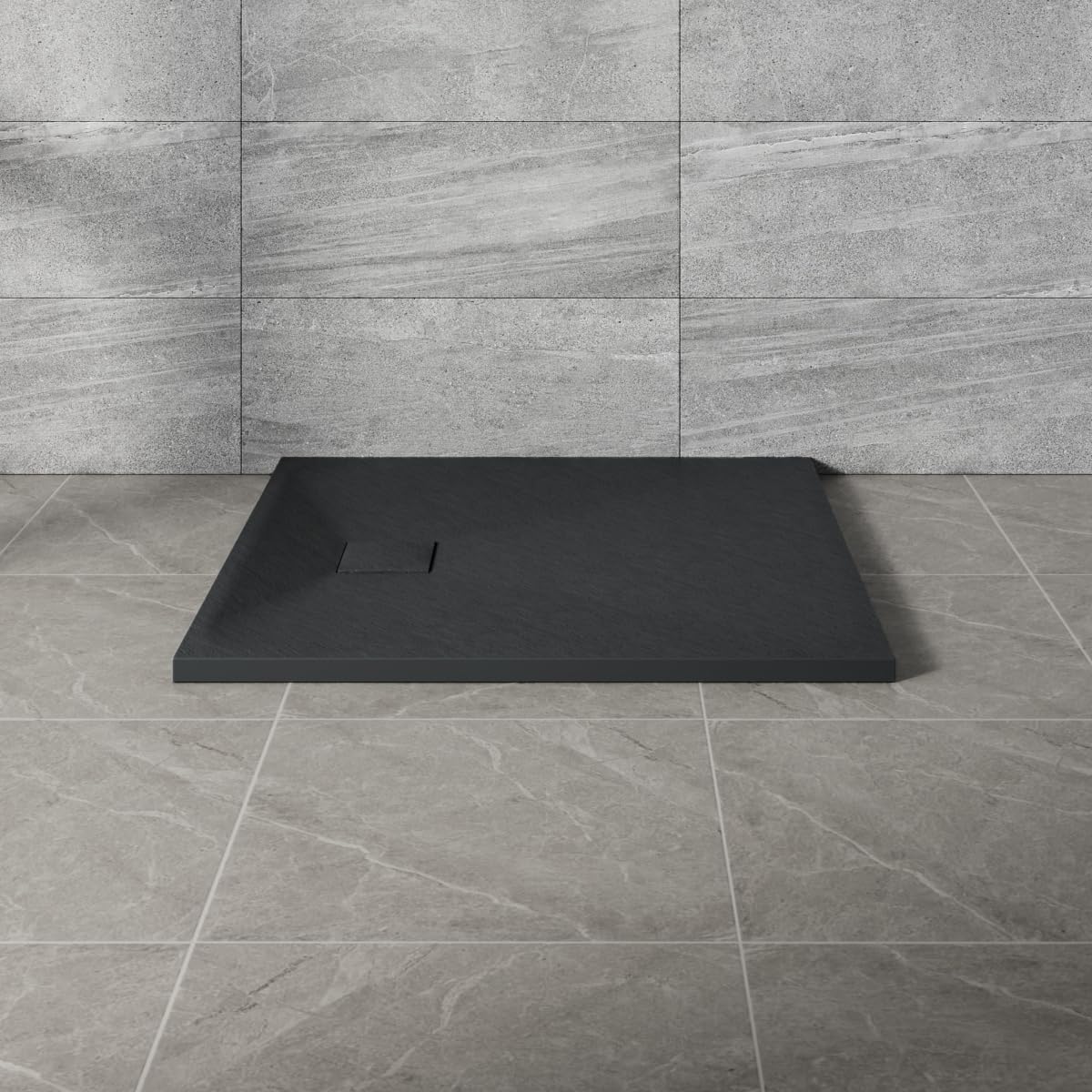 NRG 800x800mm SMC Square Shower Tray Black Bathroom Shower Base