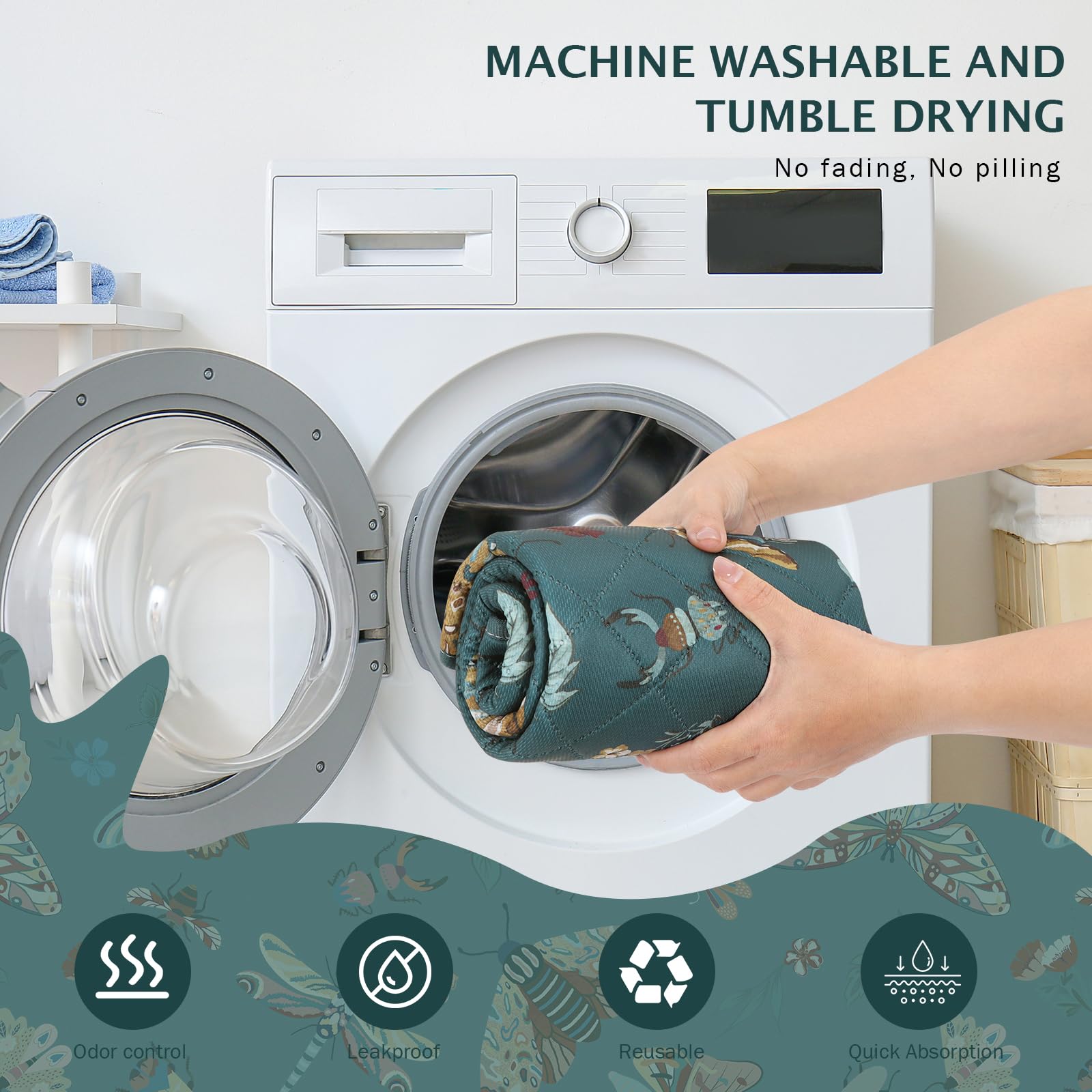 IEUUMLER 2 pezzi Tappetini Assorbenti per Cani, Assorbenti e impermeabili, Riutilizzabili educatore tappetino Pads per Cuccioli per casa, auto, viaggi EU014