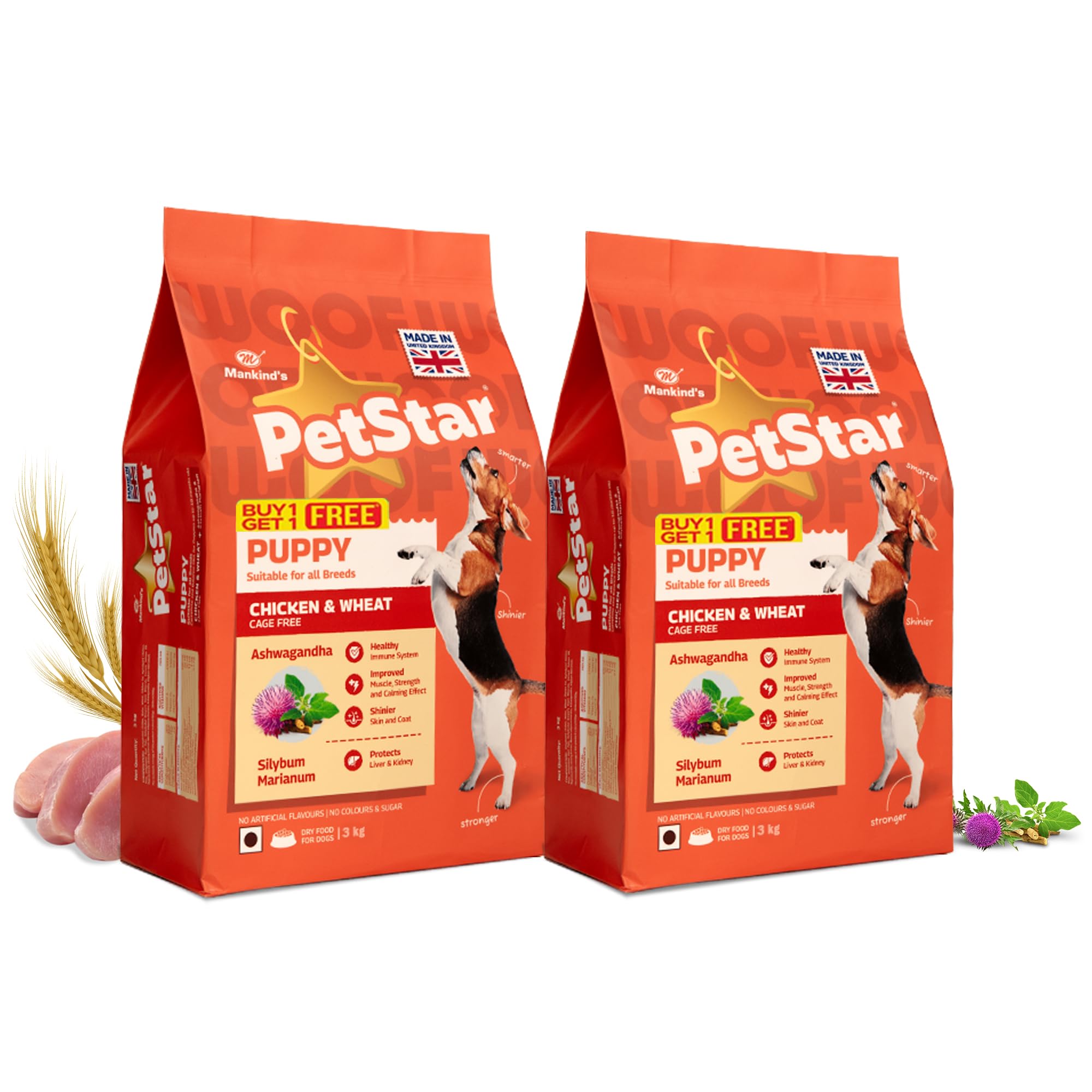 Mankind PetStar 3kg Puppy Dry Dog Food (Buy 1 GET 1 Free) | Chicken Flavour | Clinically Tested | Power of 20+ Ingredients (B0CT3MTBYK) Amazon Price History, Amazon Price Tracker