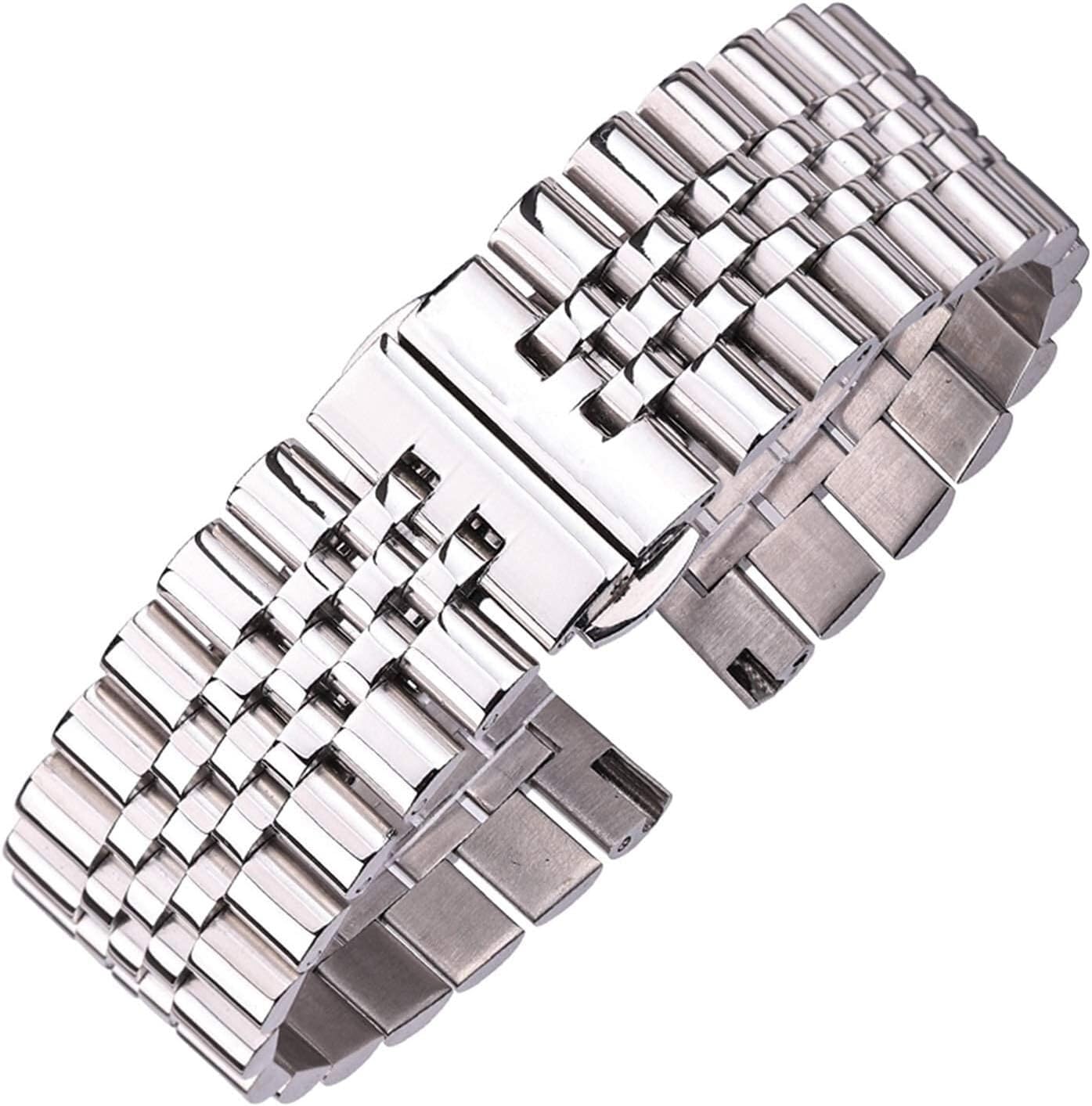 Correa reloj metal unisex, Correa de reloj de acero inoxidable Correa de reloj Plata pulida 16 18 19 20 21 mm Correa de reloj de metal Accesorios de pulsera Pulsera