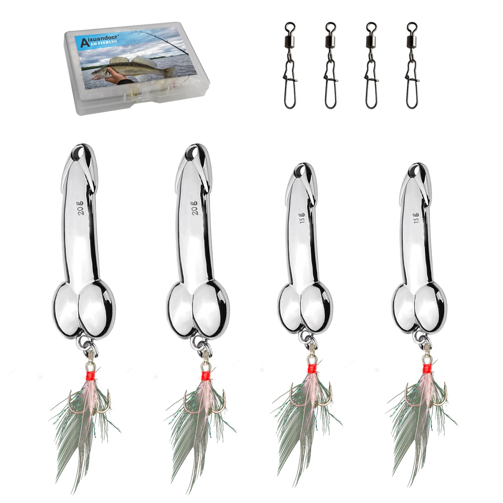 Bass Fishing Lure, Fishing Spoons, Topwater Fishing Lures with Trebles Hooks, Trout Fishing Lures, Fishing Tackle for Freshwater and Saltwater, Fishing Gifts for Men