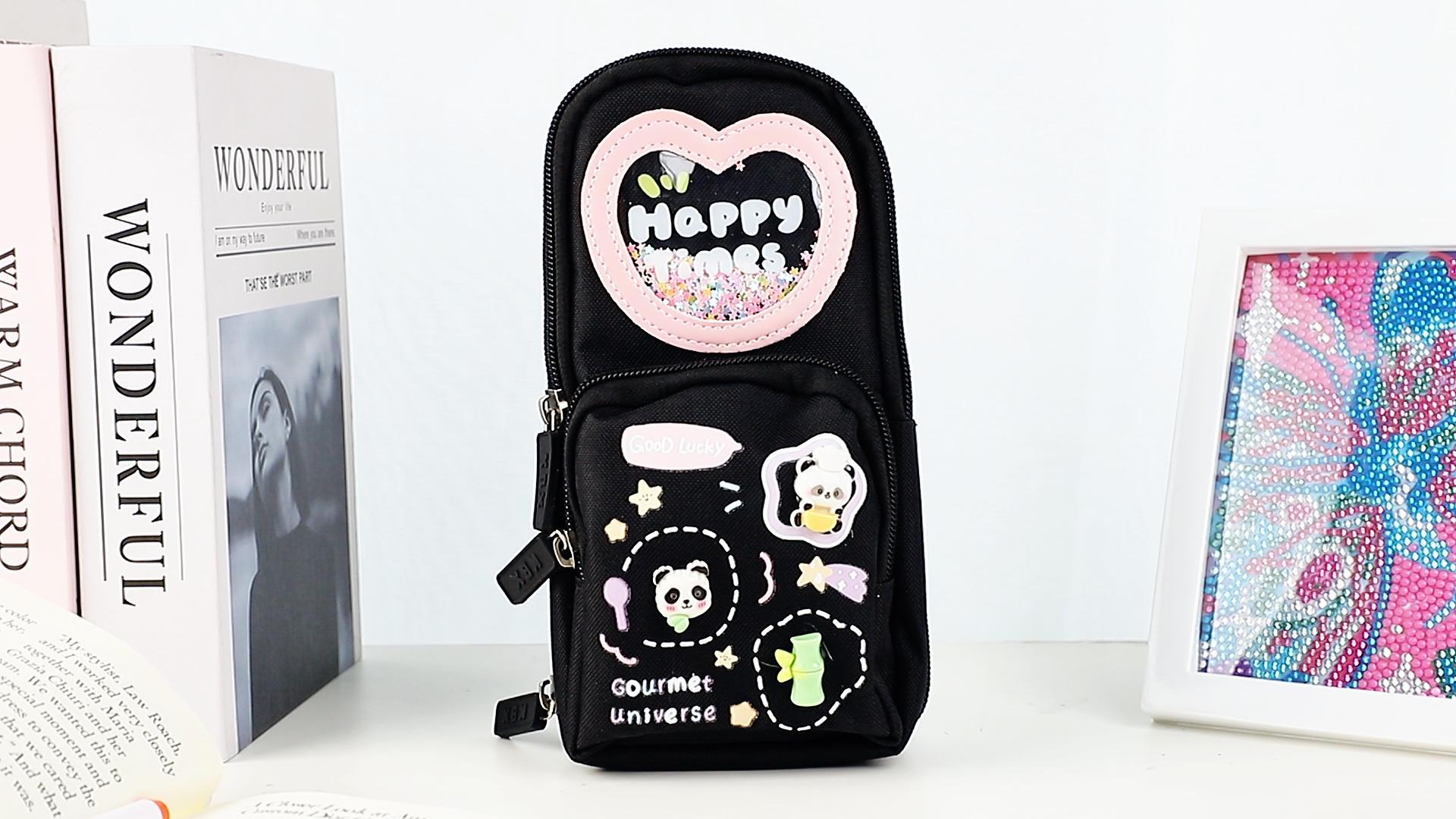 Trousse Telescopique, Trousse Kawaii Avec 6 Stylos à Encre Gel Noire, Trousse Chat, Plumier - 5