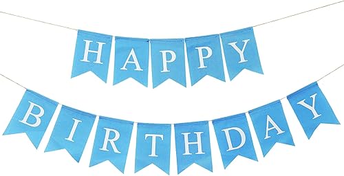 Miniatura 1 de Cartel de feliz cumpleaños azul, prestrung reutilizable, cartel de cumpleaños para hombres, bebés, niños, decoración de fiesta de cumpleaños