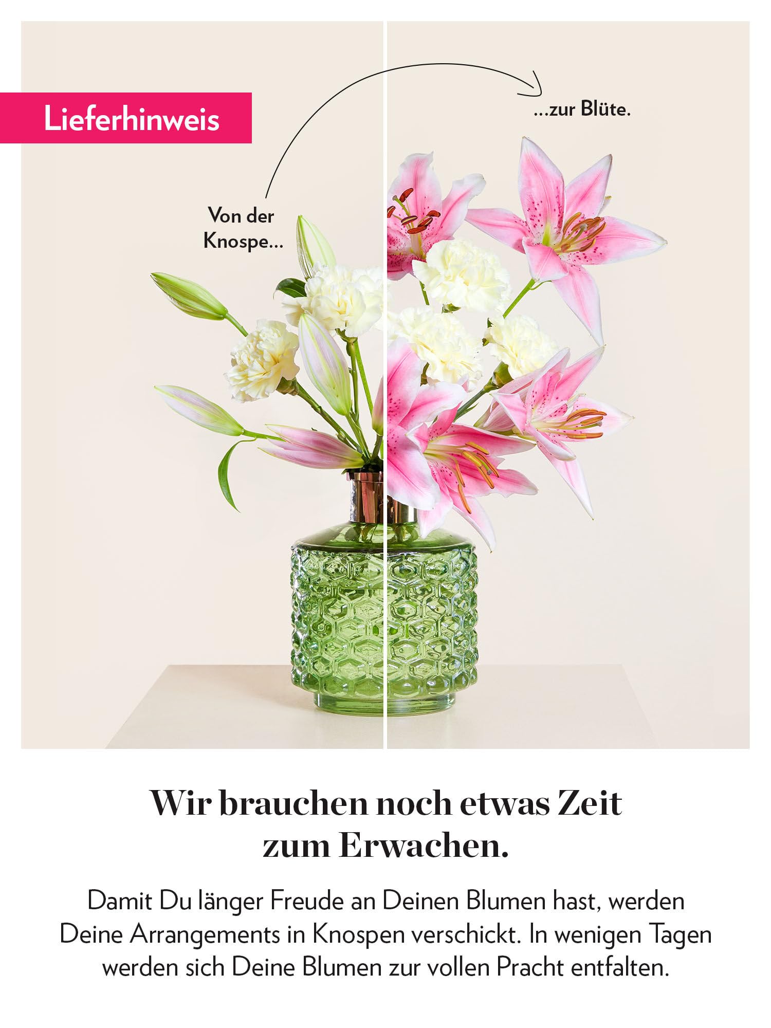 BLOOMY DAYS Blumenstrauß "Ich denk an Dich" in Weiß, mit Lilien, Nelken und, 7-Tage-Frischegarantie, Floristen-Qualität, das perfekte Geschenk bestellen