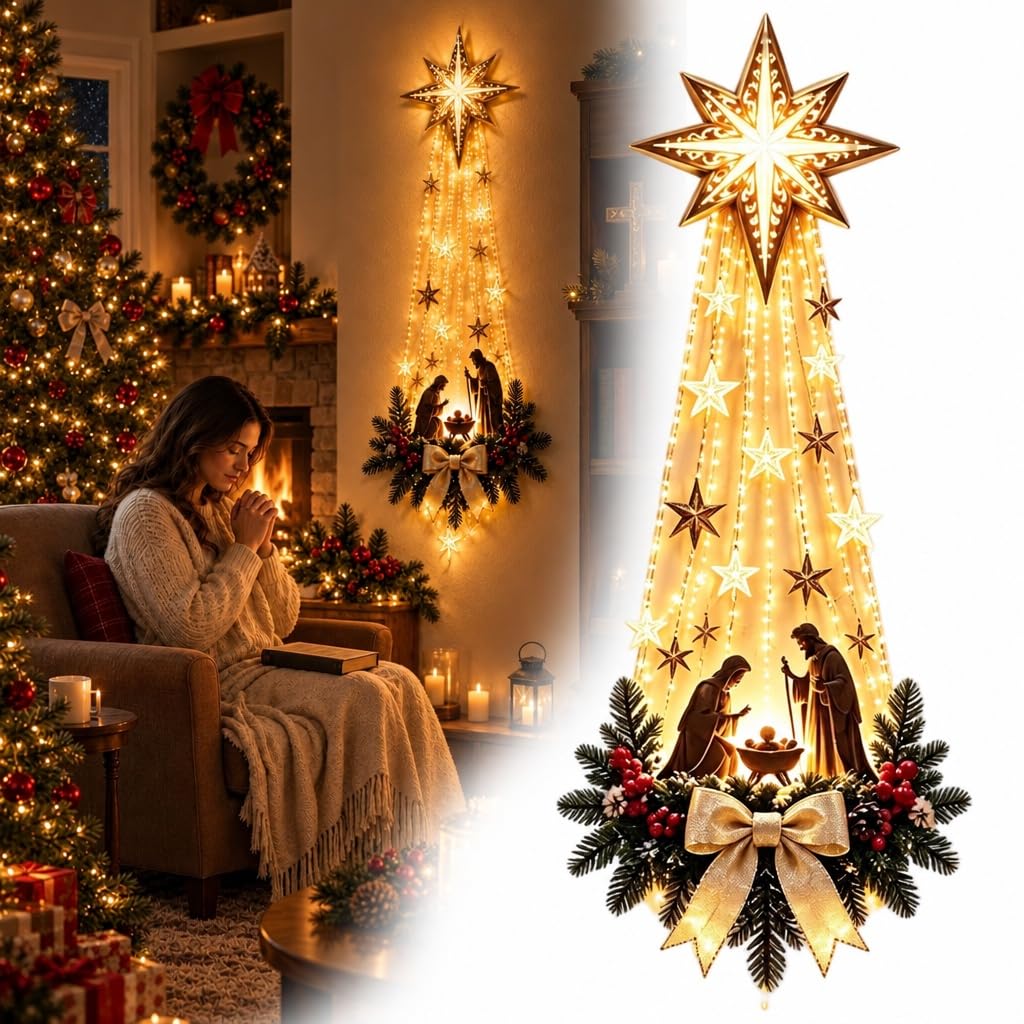 Lighted Nativity Wall Decor Bethlehem Star Christmas Light