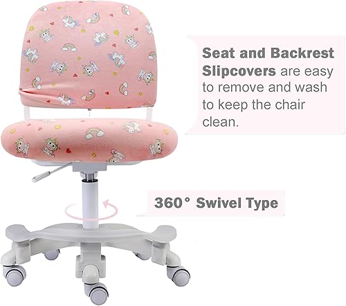Miniatura 4 de Silla ergonómica de escritorio para niños, silla de computadora de oficina para estudiante, altura ajustable y profundidad del asiento, reposapiés