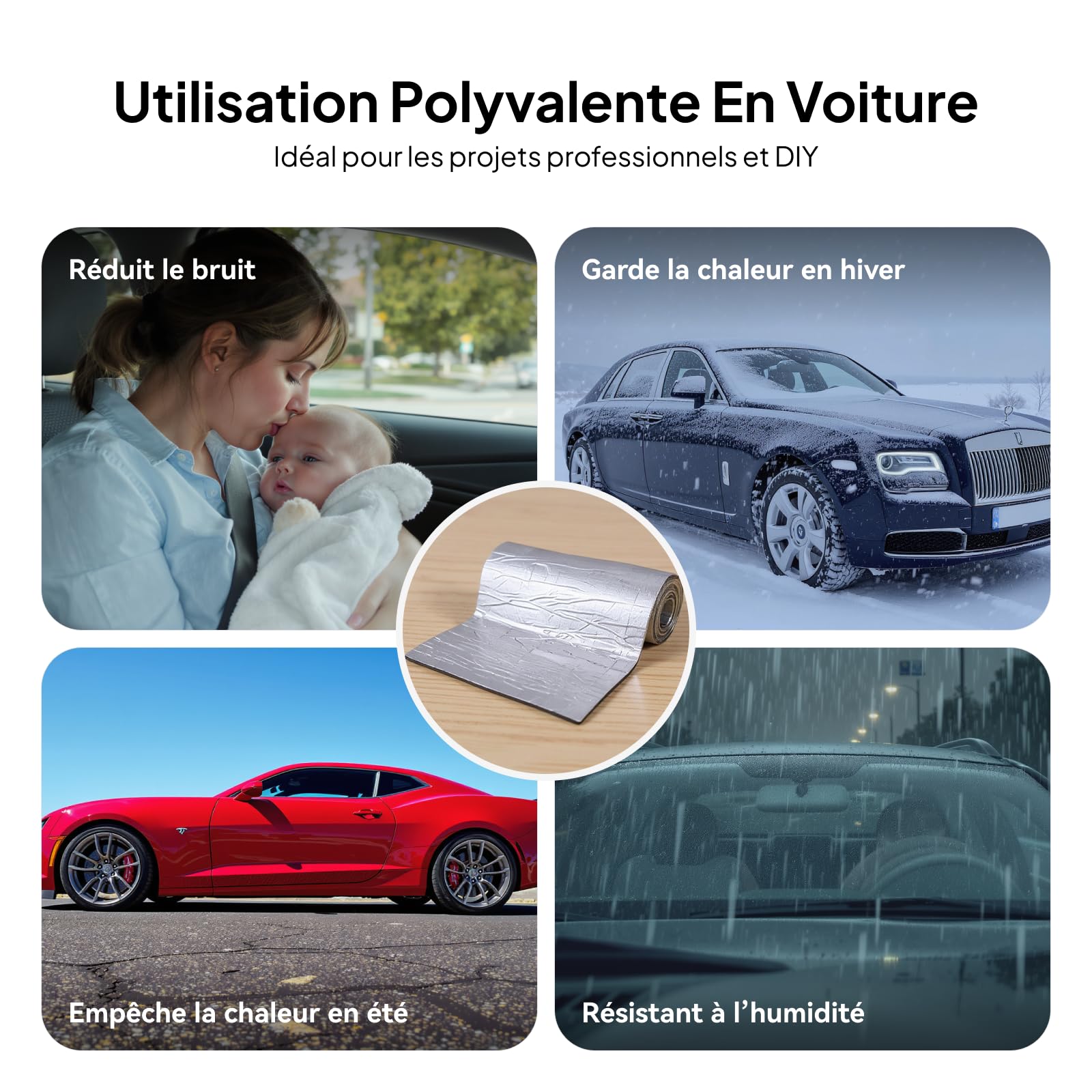 Tapis D'isolation Thermique Et Phonique Auto-adhésif Pour Voiture - 150x50 Cm - Épaisseur 5 Ou 10 Mm - Pour Capot, Coffre, Plancher