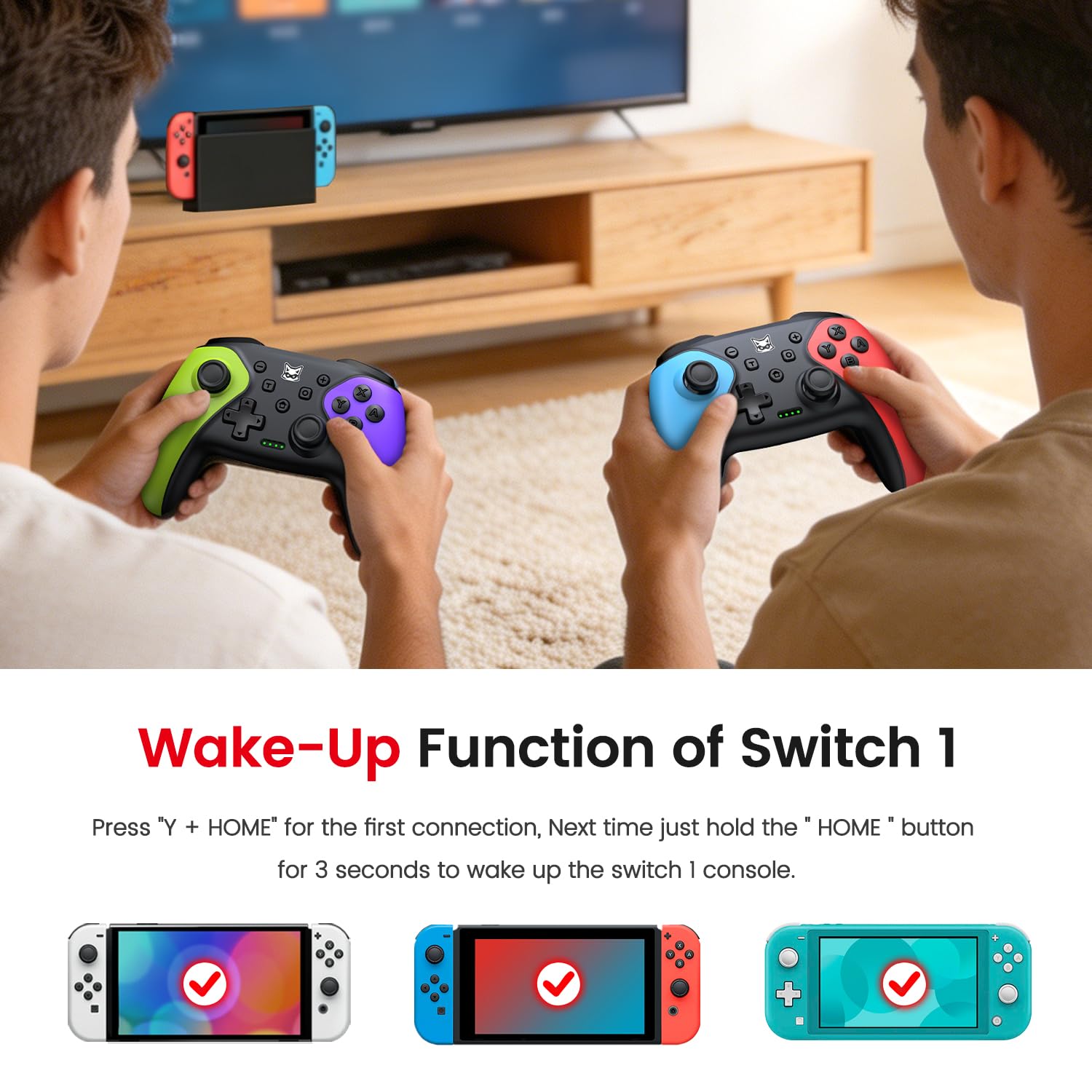 [2er-Set] Wireless Switch Pro Controller für Switch 2/1/Lite/OLED/Android/IOS/Windows, Gamepad mit Programmierbar/6-Achsen Gyroskop/Dual Vibration/Turbo, Ergonomisch Gestalteter Präzise Joystick
