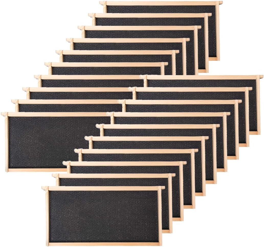 Beehive Frames 20-Pack Bee Hive Frame with Waxed Foundation Sheet Unassembled Beehive Frames, 9-1/8-Inch
