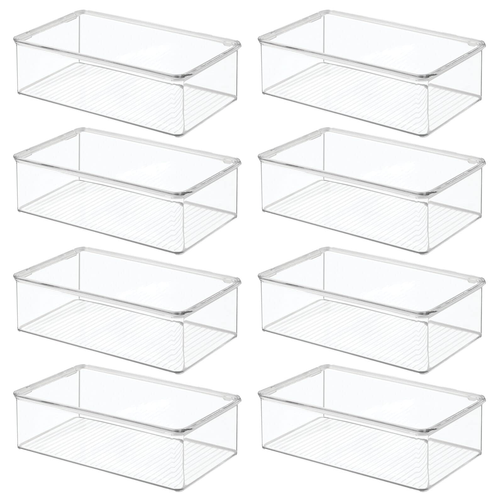 mDesign 8er-Set Kühlschrankbox – Kühlschrank Vorratsdose mit Deckel – lebensmittelechte Aufbewahrungsbox aus Kunststoff für Küche und Speisekammer – durchsichtig