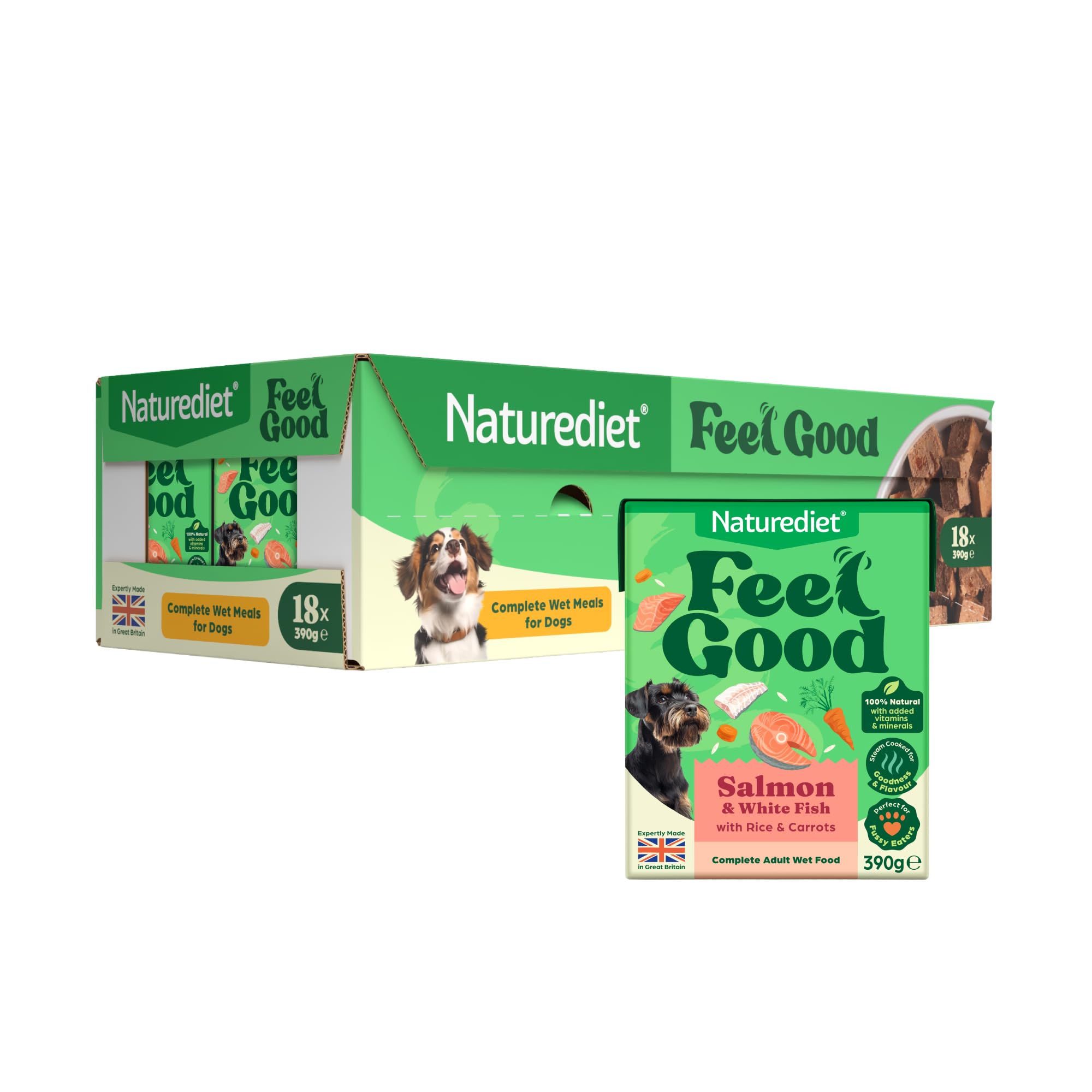 Naturediet Feel Good Salmon And White Fish Complete Wet Food 390G X 18