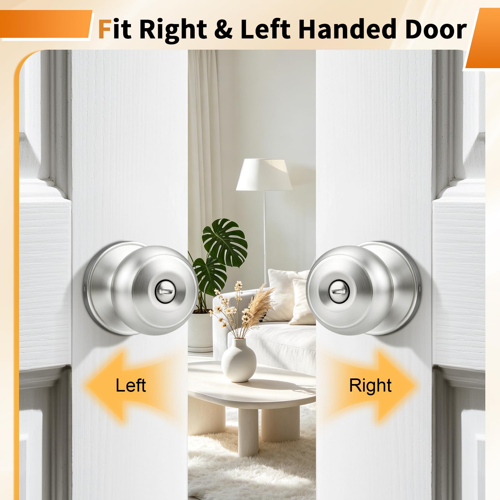 Brushed Nickel Door Knobs - 6 Pack -7