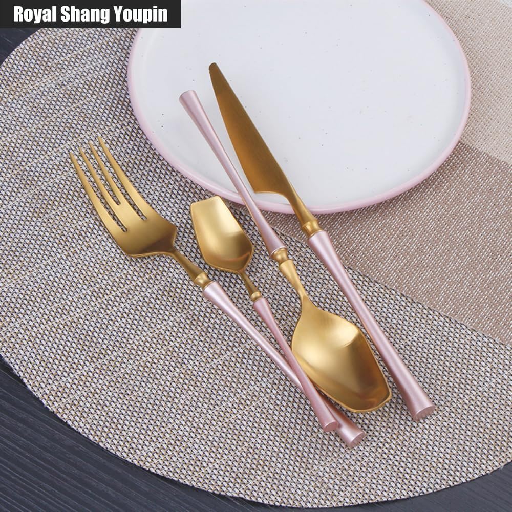 Squisita Piccola Vita Barbarica Oro Rosa Cucina Acciaio Inossidabile Posate Stoviglie Posate Set Di Posate Casa Ristoranti Banchetti Coltello Da Bistecca E Forchetta Cucchiaio Da Insalata (16 pezzi)