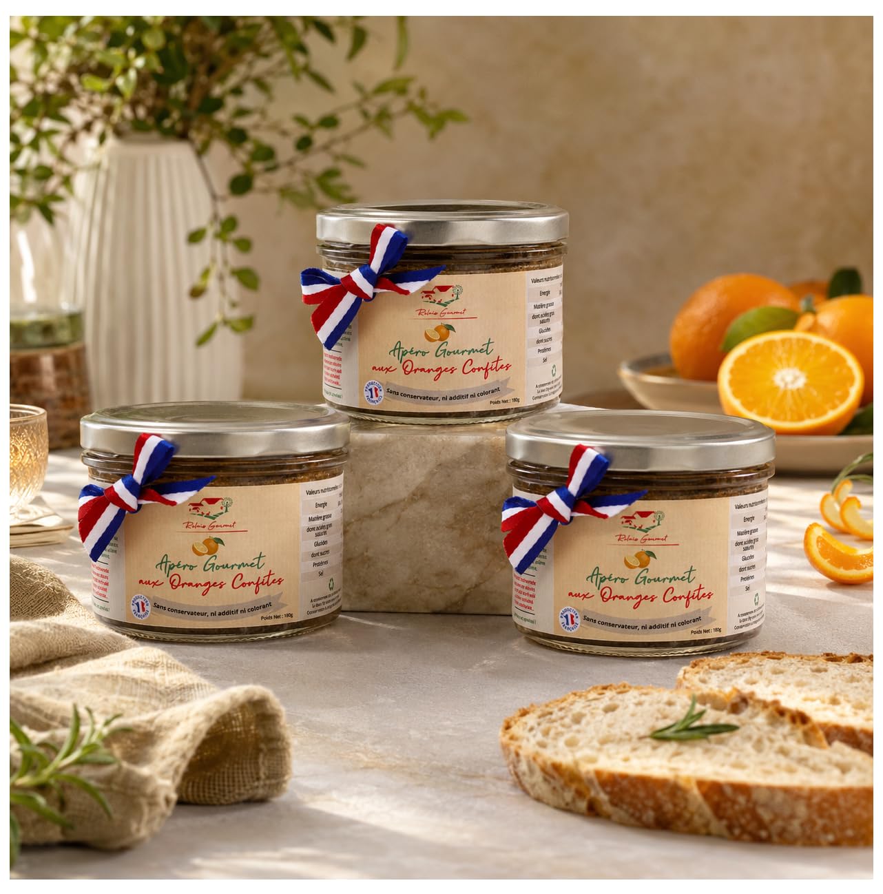 Lote de 6 Aperitivos Gourmet con Cáscaras de Naranja Confitadas 180 g – Relais Gourmet | Untable Artesanal Francés | 100% Natural, Sin Conservantes | Aperitivo, Estuche y Fiestas Gourmet