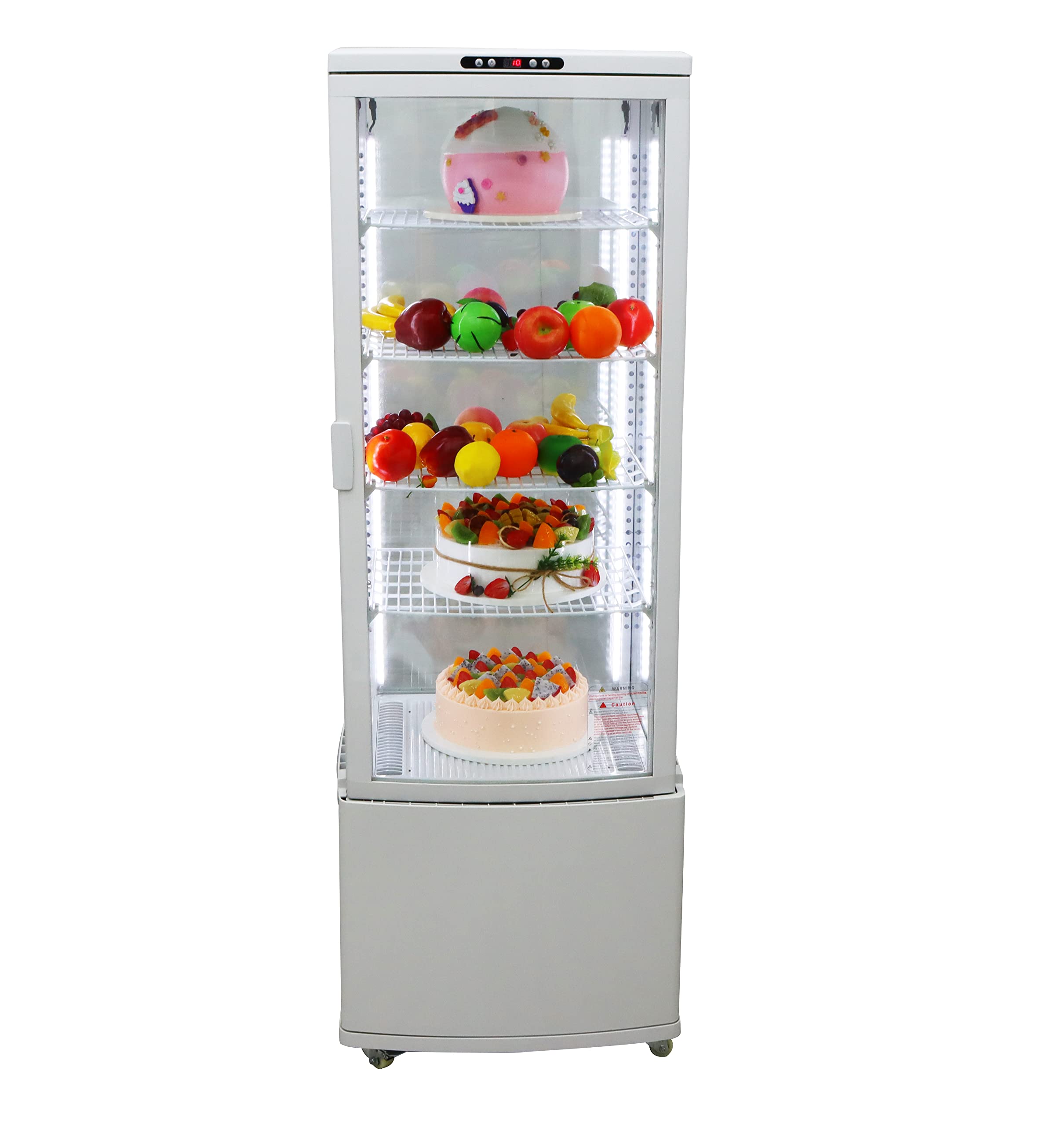 INTBUYING Display Refrigerator Beverage Commercial Showcase Cooler with LED Lighting White 62 Gallon