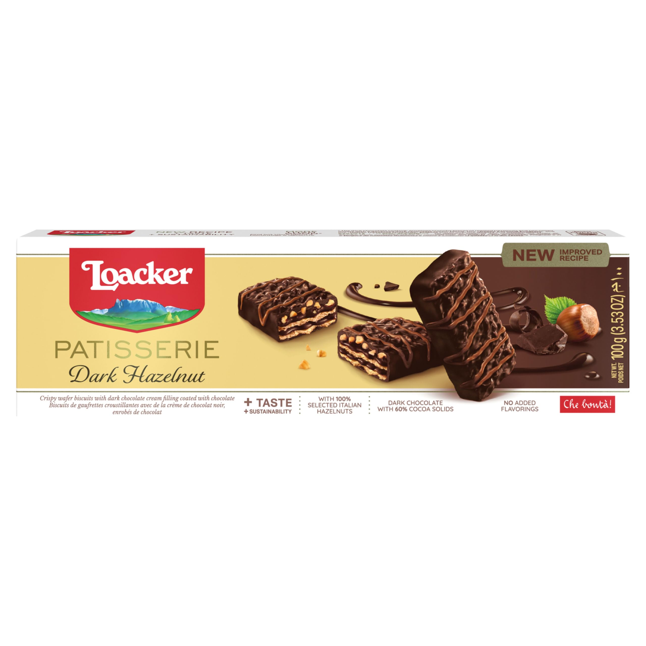 Loacker Dark Chocolate Hazelnut Biscuits, Box of Chocolate Biscuits, Classic Italian Biscuit, Chocolate Gift, All Natural Ingredients, 100 g
