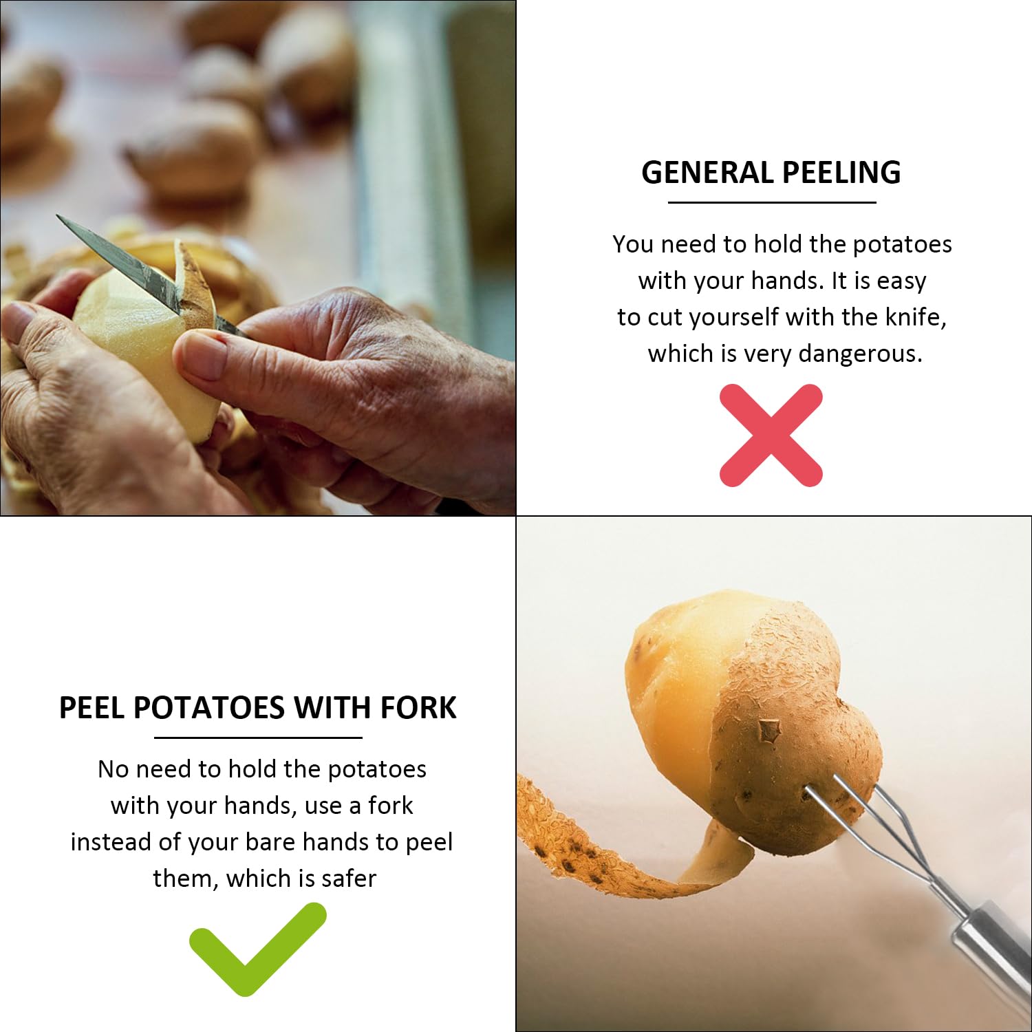 Lot De 4 Fourchettes à Pommes De Terre En Acier Inoxydable Fourchettes