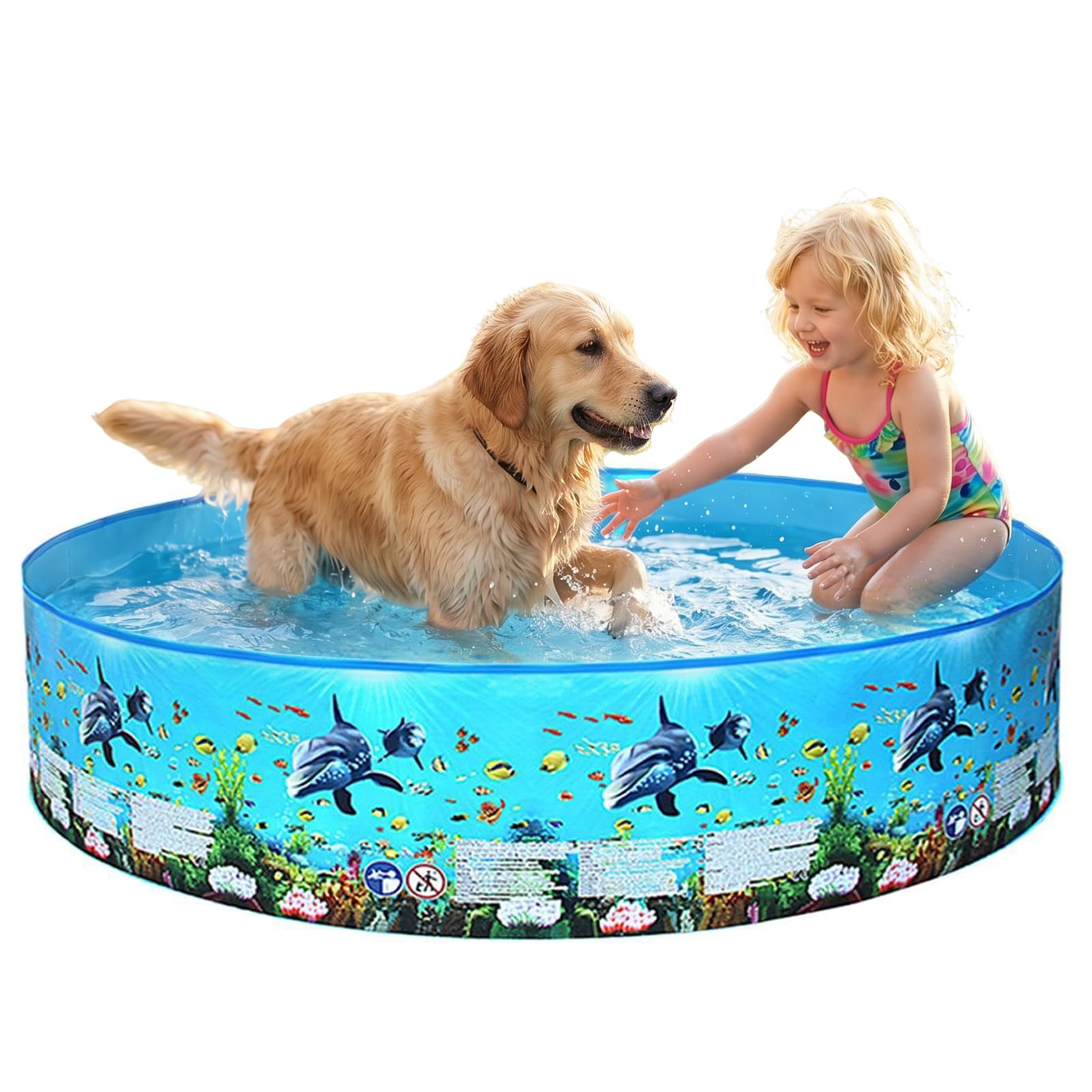 ahnwer Portable Foldable Dog Pool,Kids PVC Paddling & Swimming Pool