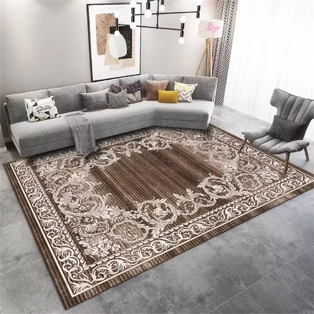 Alfombra marrón de salón 120x160cm estampada doméstica RUGMRZ