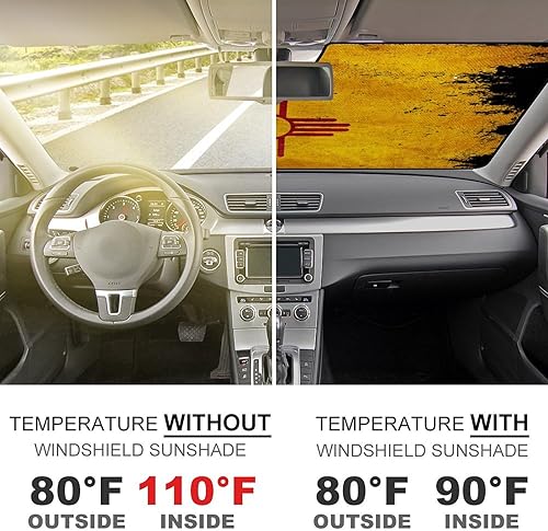 Miniatura 4 de Parasol para parabrisas de automóvil con bandera de Nuevo México envejecido, bloquea los rayos UV, mantiene el vehículo fresco