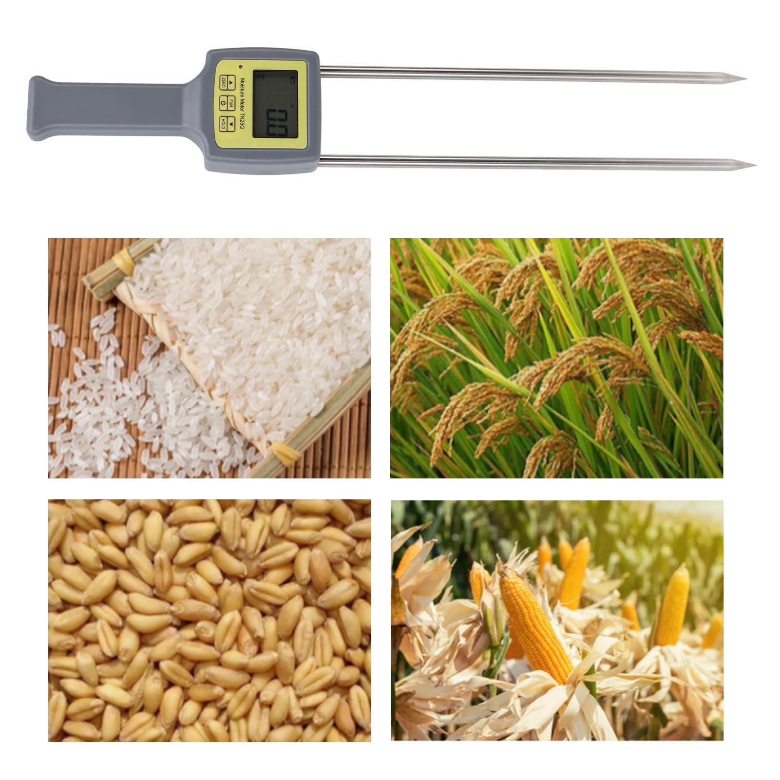 Yosoo Health Gear Probador de Humedad de Grano Medidor Digital de Humedad de Grano de Acero Inoxidable ABS Rango de 6 a 30 por Ciento LCD Retroiluminado por LED 32 a 140 °F para Almacenamiento en
