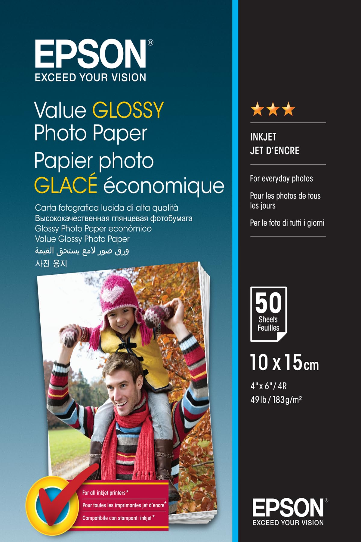 Epson Value Glossy Photo Paper 10 x 15cm 50 Sheets 183g/m (C13S400038)