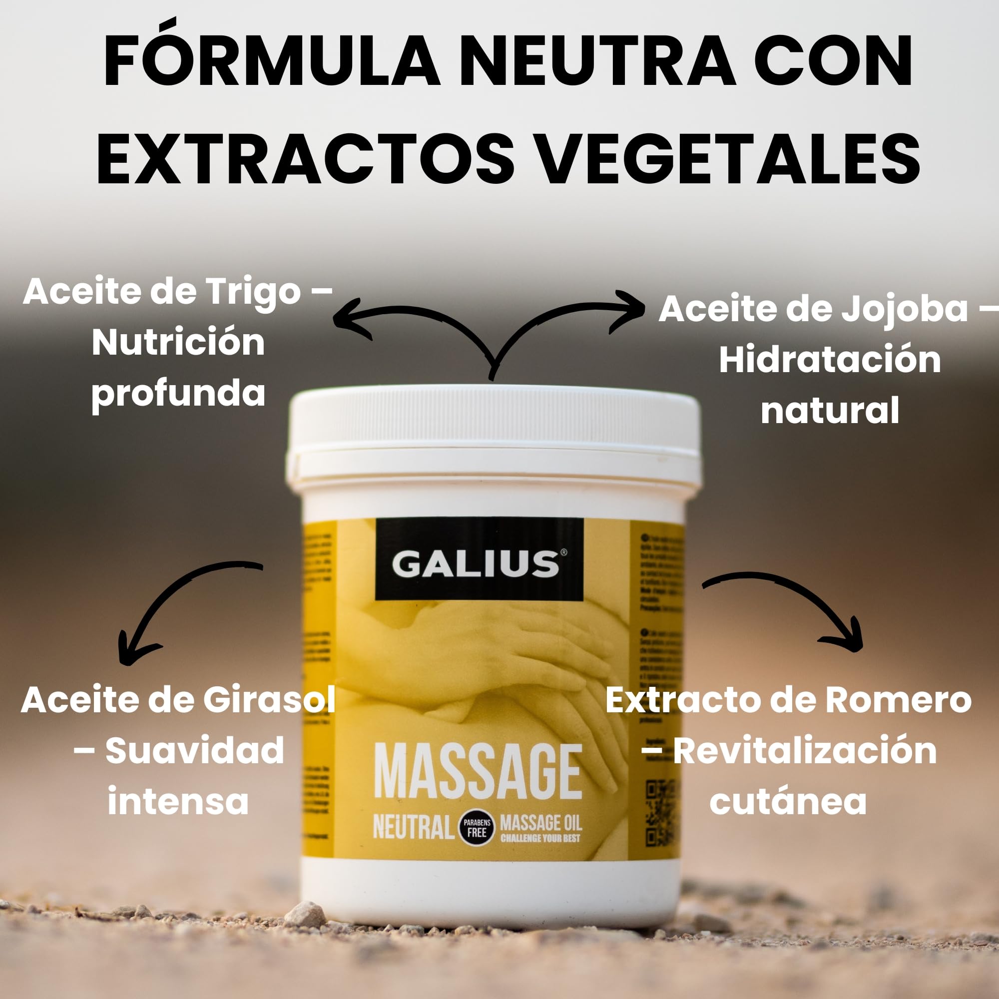Galius - Aceite Sólido Neutro - Aceite Esencial para Masajes - Aceites Esenciales de Gran Durabilidad y Extensibilidad - Aceite Corporal sin Manchas para Profesionales y Deportistas (1000 ml)