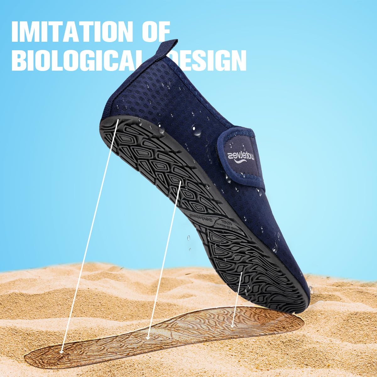 WateLves Scarpe da Acqua a Piedi Nudi da Uomo Donna Calzini da Spiaggia Aqua Nuoto Nuoto Mare Piscina-A