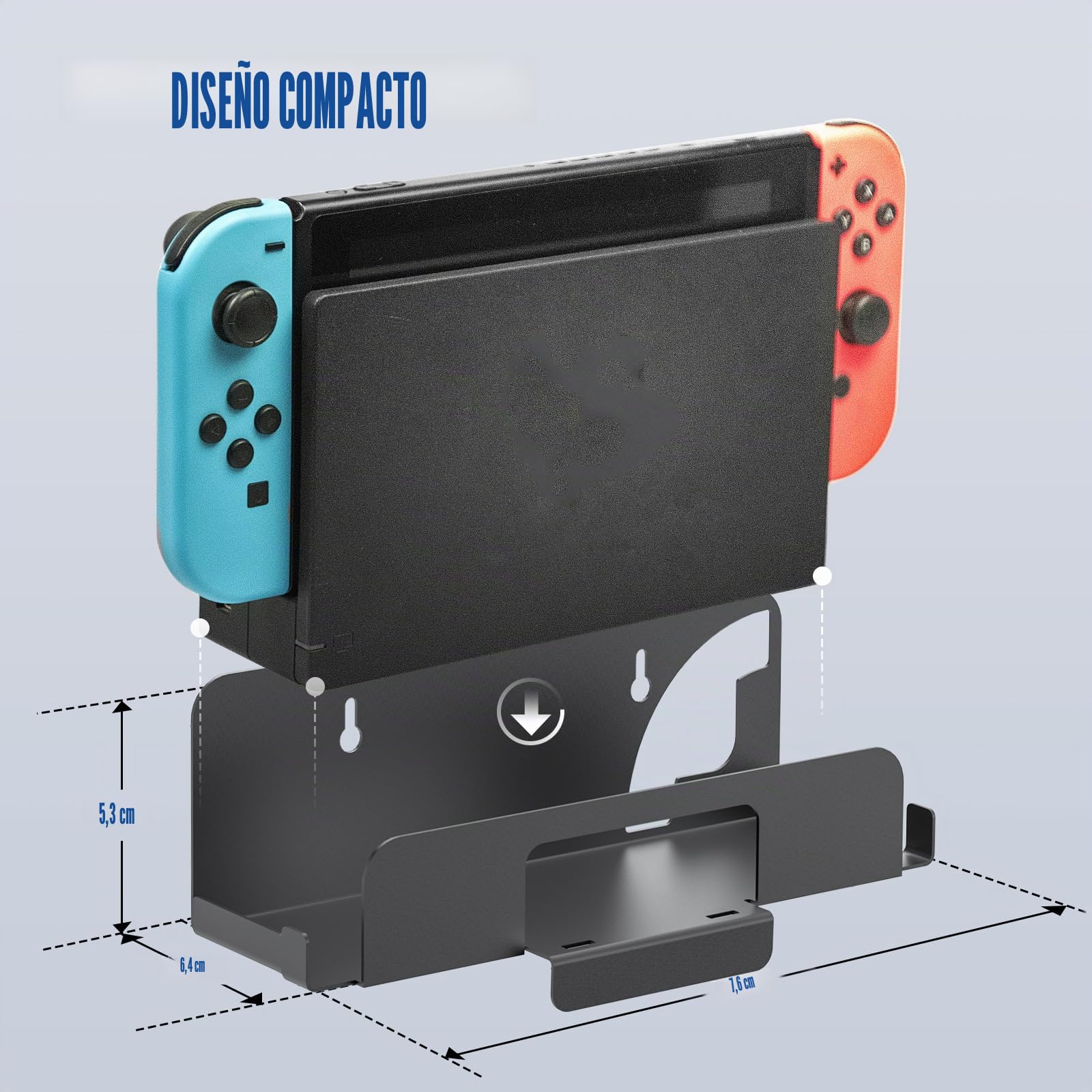 GZW-Shop Soporte de Pared Compatible con para Nintendo Switch y NS OLED, Placa de Metal Engrosado de Alta Resistencia, Metálico Accesorios Soporte Vertical con Rejillas de Ventilación