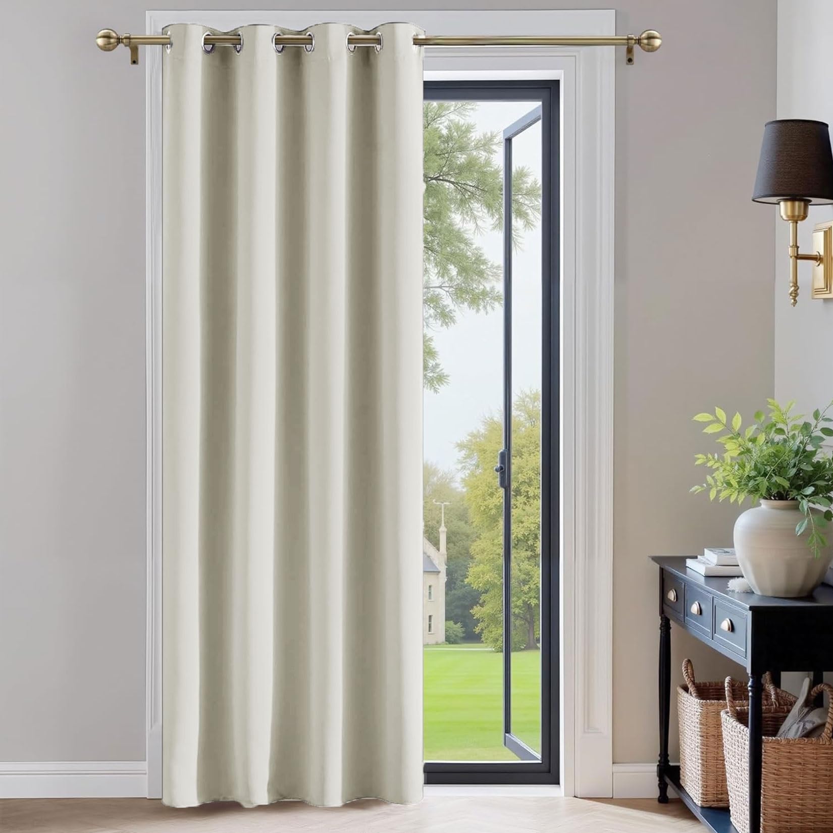 Liujyuan Beige Black Out Curtain 130 X 215 Cm Room Darkening, Privacy Protection Darkening Curtains Soft Texture, Solid Color For Balcony, Kithcen Window,