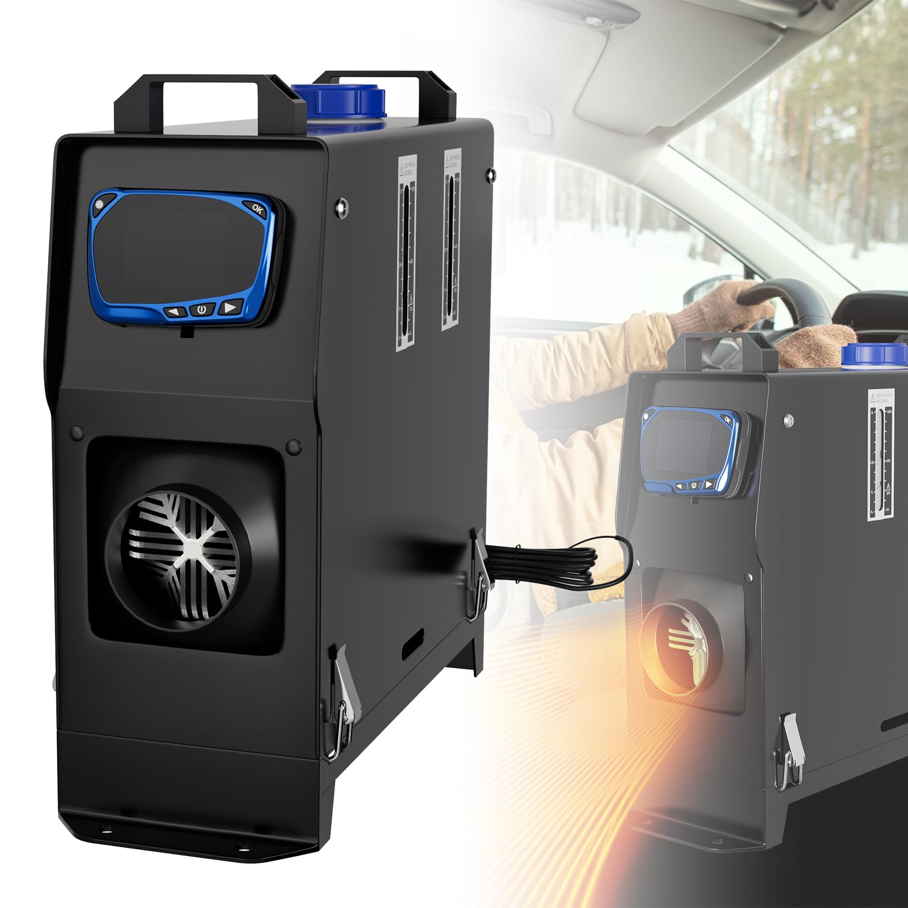 Froadp Chauffage auxiliaire diesel 12 V 8 kW avec télécommande et écran LCD pour chauffage de voiture 5 l Chauffage d'air diesel avec protection contre la surchauffe pour camping-car, voiture, camion