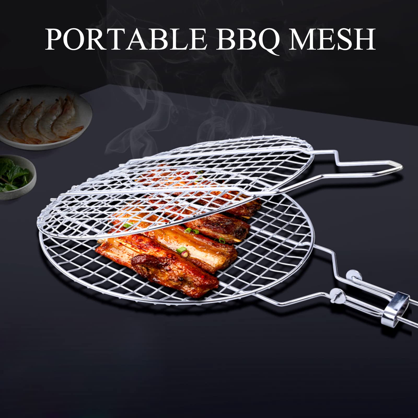 Griglia A Cestello Per Barbecue - In Acciaio Inox Pieghevole, 28x28 Cm | Per Pesce, Verdure E Carne - Foto 8