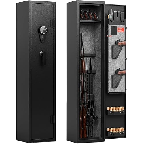 Karini 5 Rifle Gun Safes Gun Safe for Rifle and Pistols Quick Access Rifle Safe for Home Assembled Gun Cabinets for Rifles and Shotguns Long Gun Safe Clearance Gun Locker with Adjustable Shelf