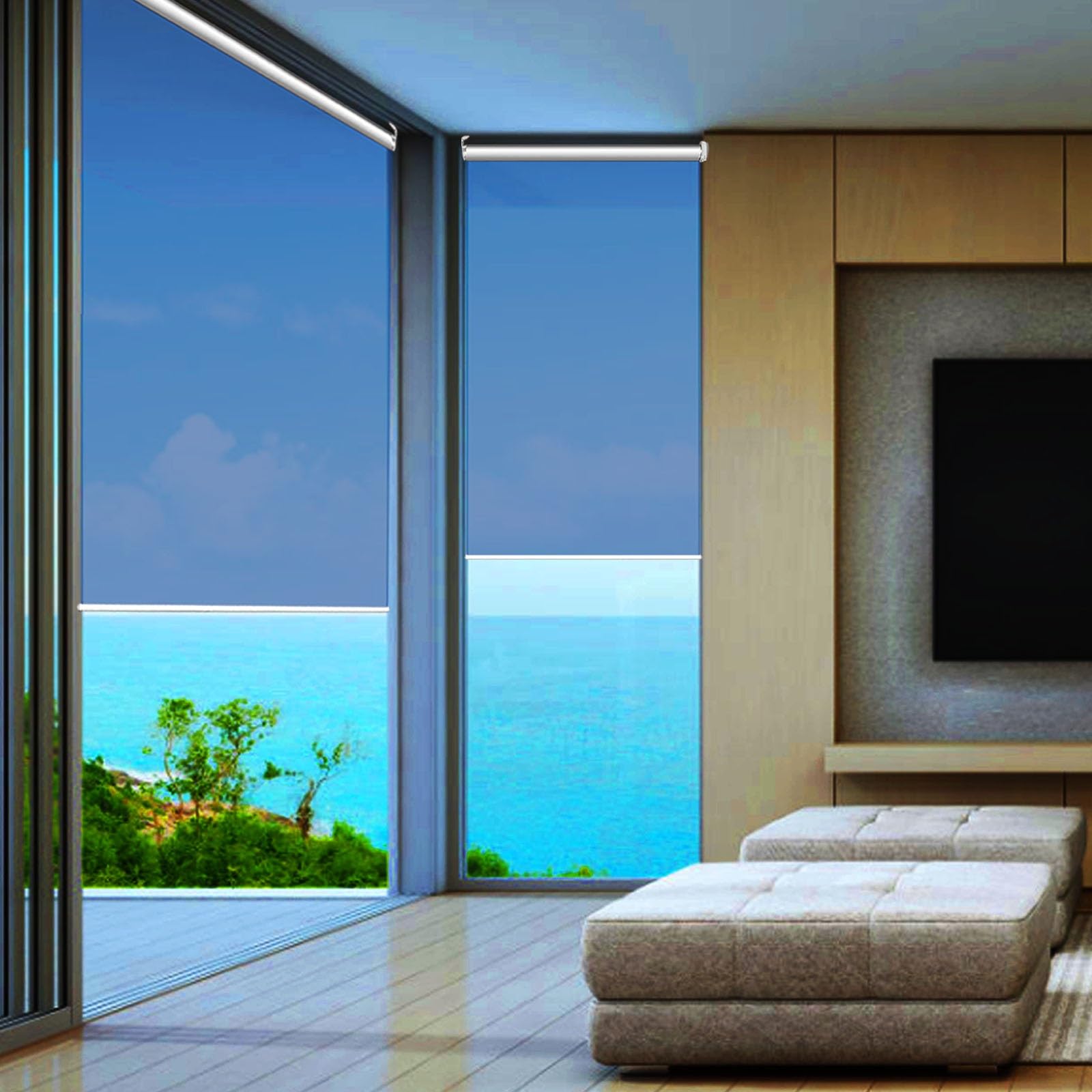 Reflective Window Shade Pull Down Window Tinting Sunshade Blinds One Way See Through Drape for Office Bathroom Indoor Patio Thermal Insulation Curtain