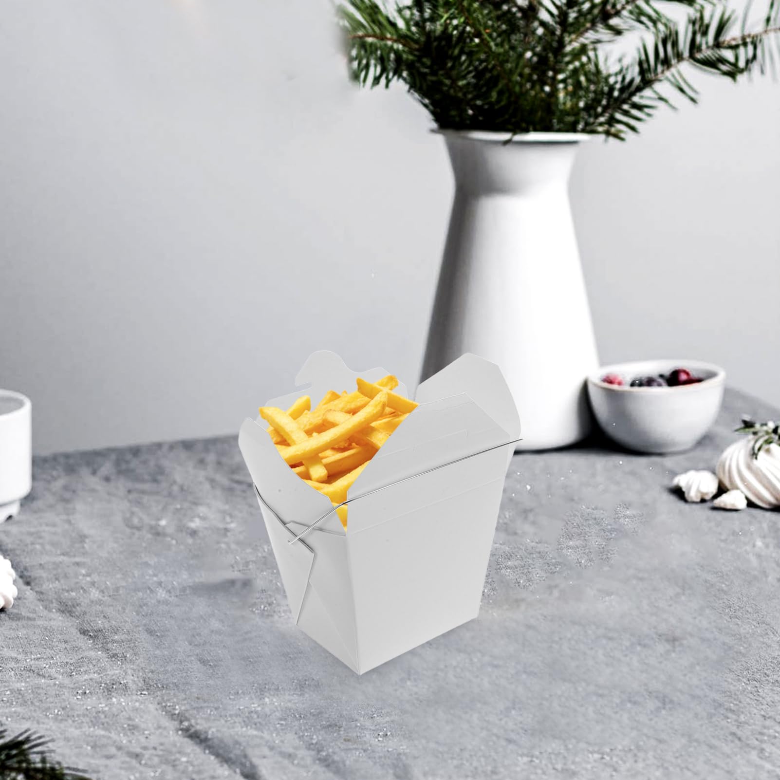 PRETYZOOM 50stücke Chinesische Papierbehälter Zum Mitnehmen Verpackungsboxen Mit Drahtgriff Für Warmes Und Kaltes Gericht Restaurantzubehör