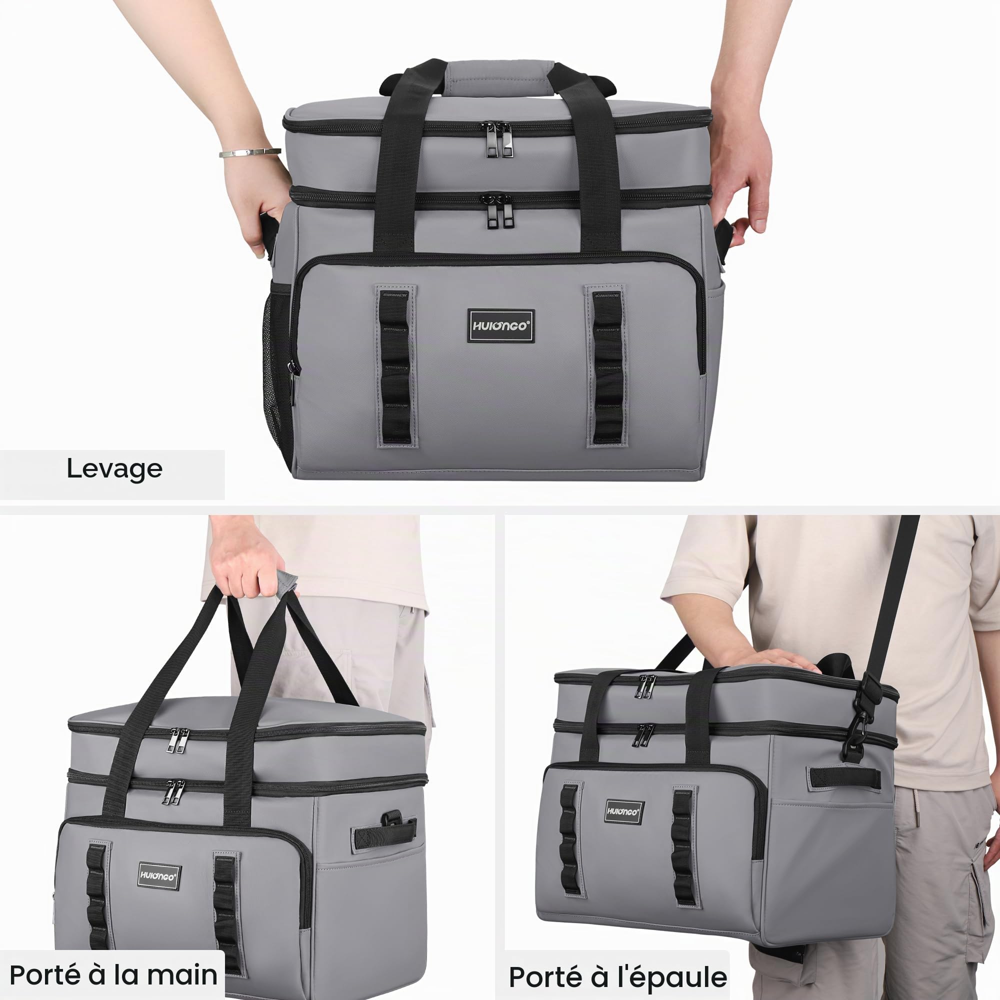 Hulongo Glacière Grand Pliable Sac Isotherme Imperméable Souple Glaciere pour Pique Nique, Courses, Camping, Voyage, Épicerie et Pêche, 42L