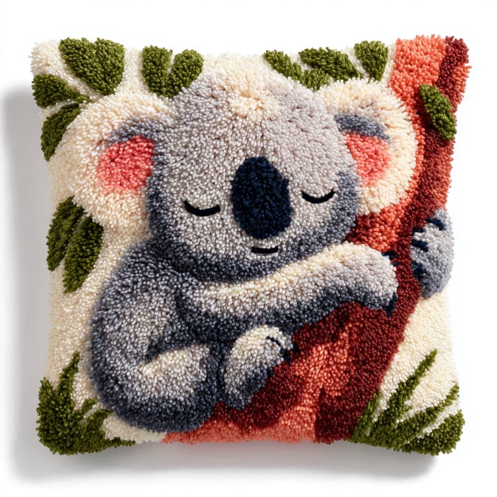 kitphoenix Crochet Pillow Making Kit,Koala 43X43Cm Hand Knitted Cushion Material Set,Complete Craft Accessories with Tutorial,Warm Home Decoration for Living Room Bedroom