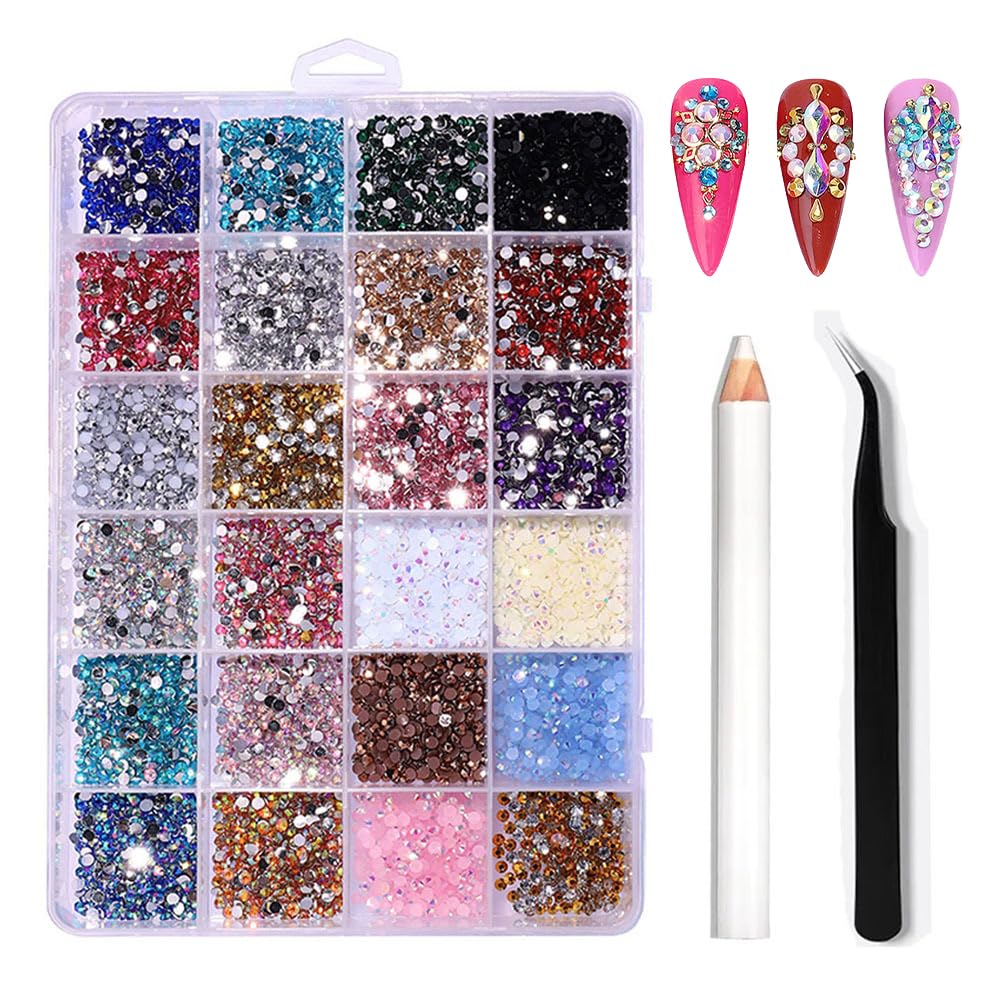 Bedazzling Kit, Nail Gems, Rhinestones with 1 Tweezers and Dotting Pen